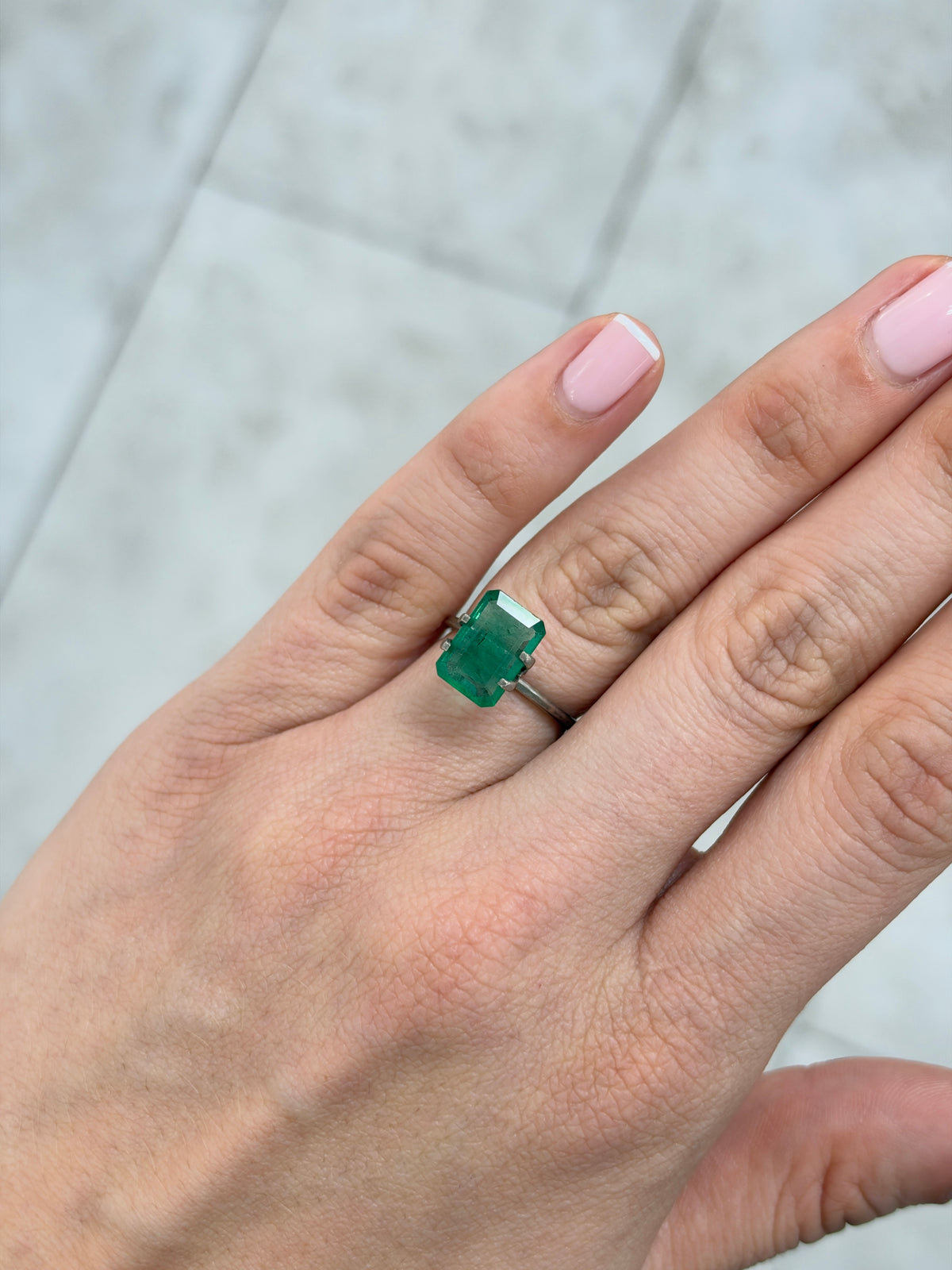 3.44 carat 11.4×7.8 Transparent Medium Bluish Green Natural Zambian Emerald- Emerald Cut