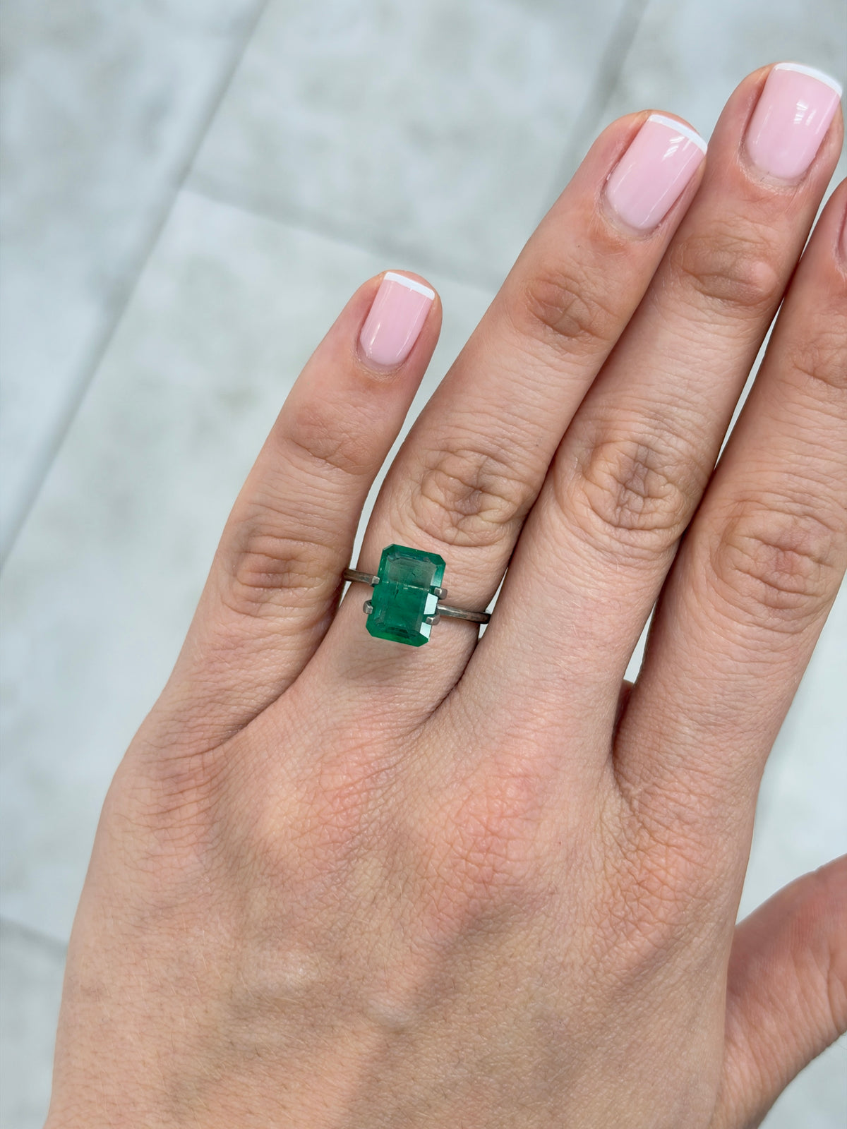 3.44 carat 11.4×7.8 Transparent Medium Bluish Green Natural Zambian Emerald- Emerald Cut