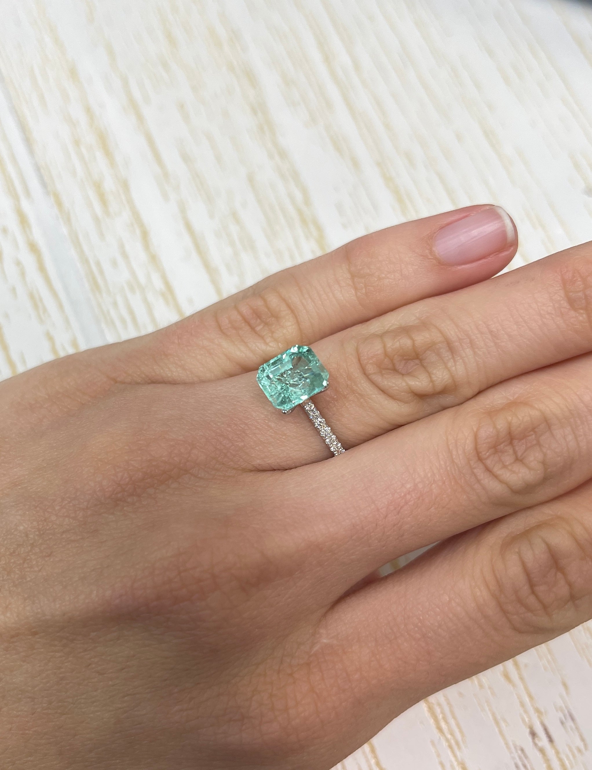 2.87 Carat 9x8 Seafoam Green Natural Loose Colombian Emerald- Emerald Cut - JR Colombian Emeralds