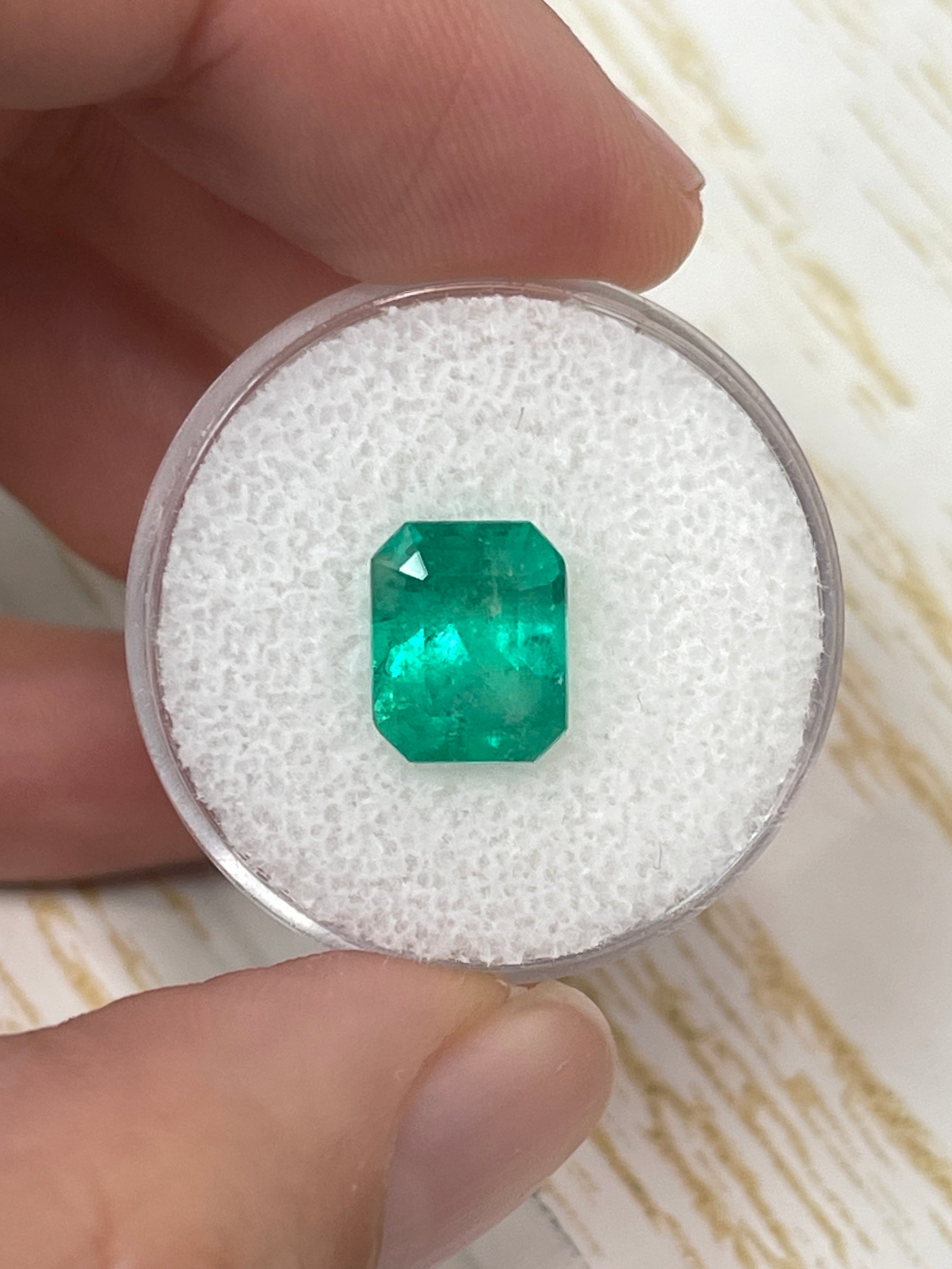 2.91 Carat 10x8 Medium Green Colombian Emerald-Emerald Cut - JR Colombian Emeralds