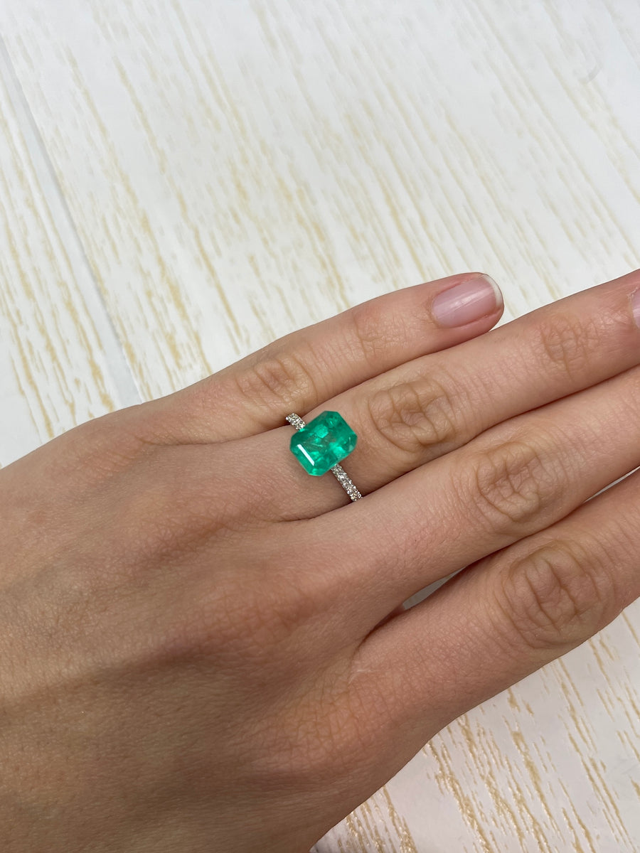 2.91 Carat 10x8 Medium Green Colombian Emerald-Emerald Cut