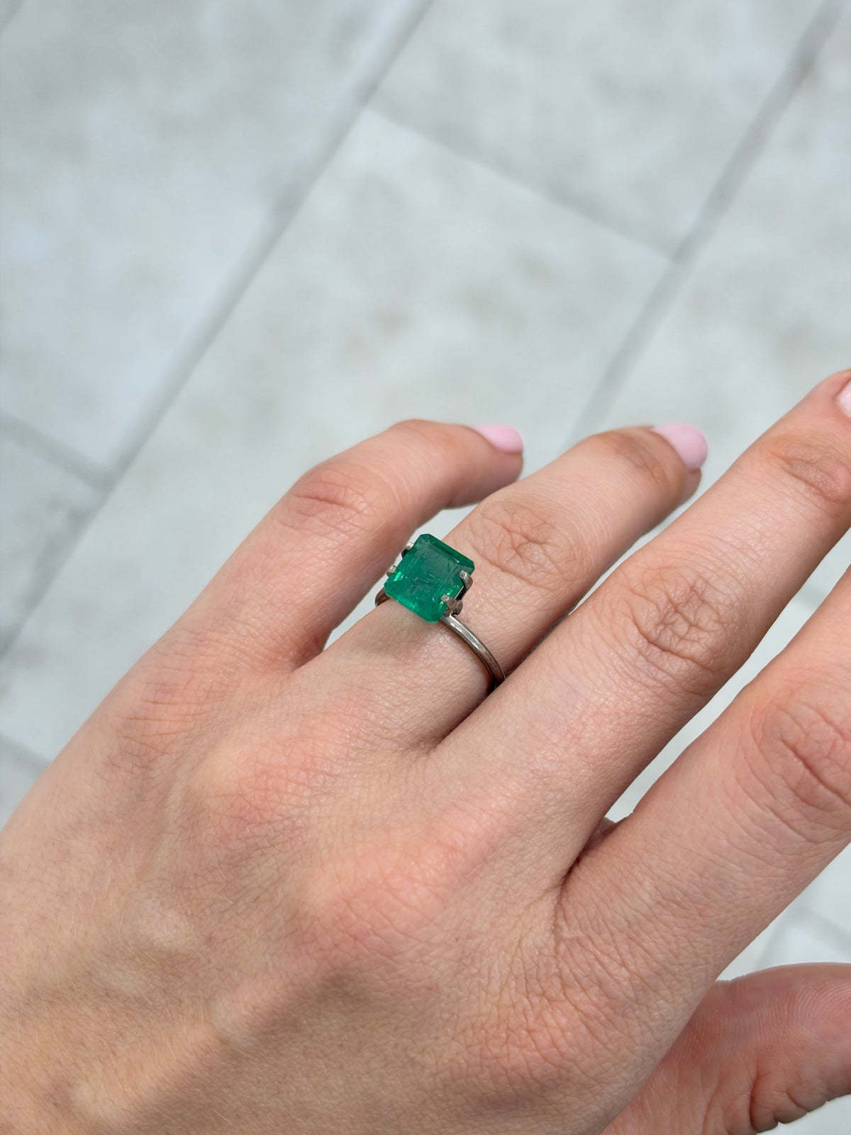 3.47 carat 9.4×7.8 Dark Bluish Green Loose Zambian Emerald- Emerald Cut