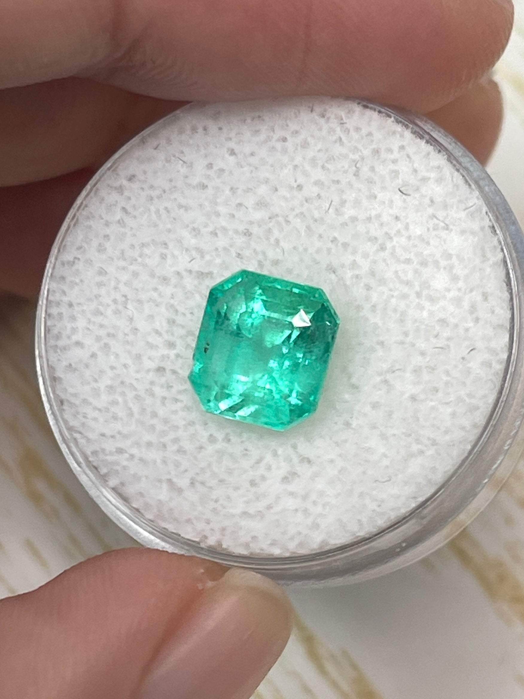 2.92 Carat CHIPPED Natural Loose Colombian Emerald- Asscher Cut - JR Colombian Emeralds