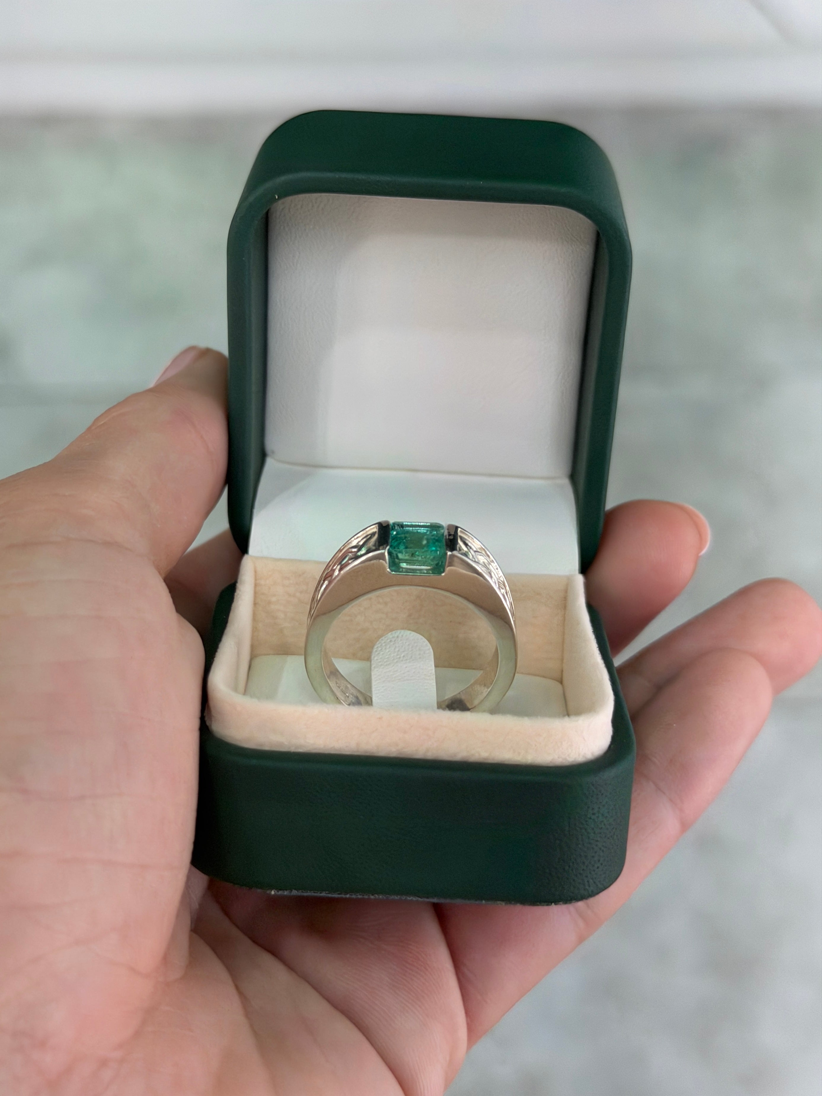 1.70ct 925 Celtic Irish Knot Asscher Emerald Solitaire Ring