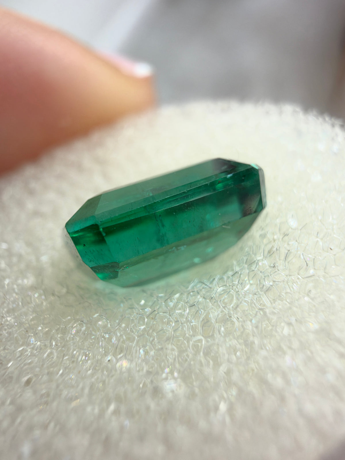 3.50 carat 9x9 Crystal Clear Vivid Deep Bluish Green Loose Natural Emerald- Asscher Cut