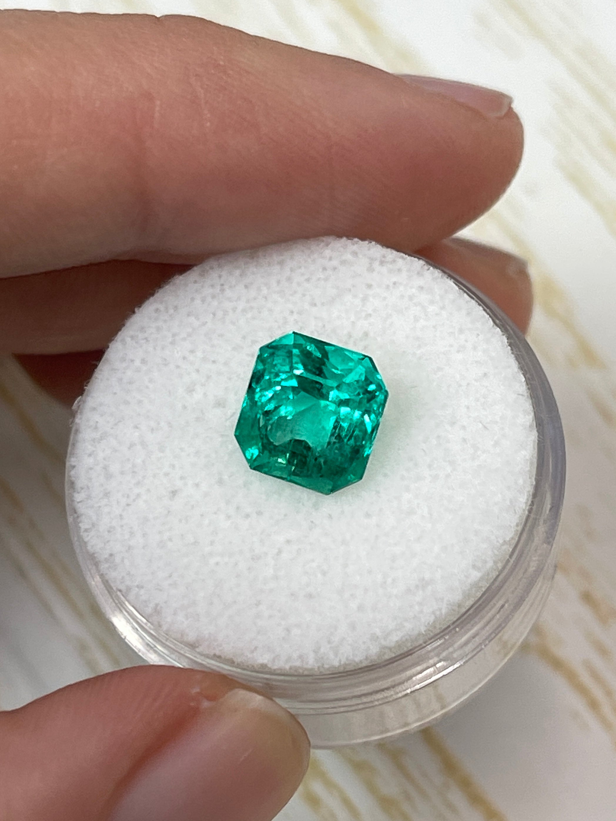 2.98 Carat GLOWING Vivid Green Natural Loose Colombian Emerald- Asscher Cut - JR Colombian Emeralds