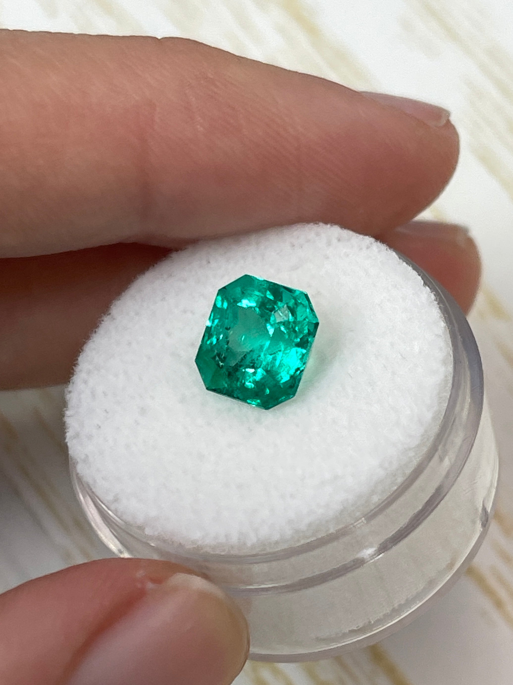 2.98 Carat GLOWING Vivid Green Natural Loose Colombian Emerald- Asscher Cut - JR Colombian Emeralds