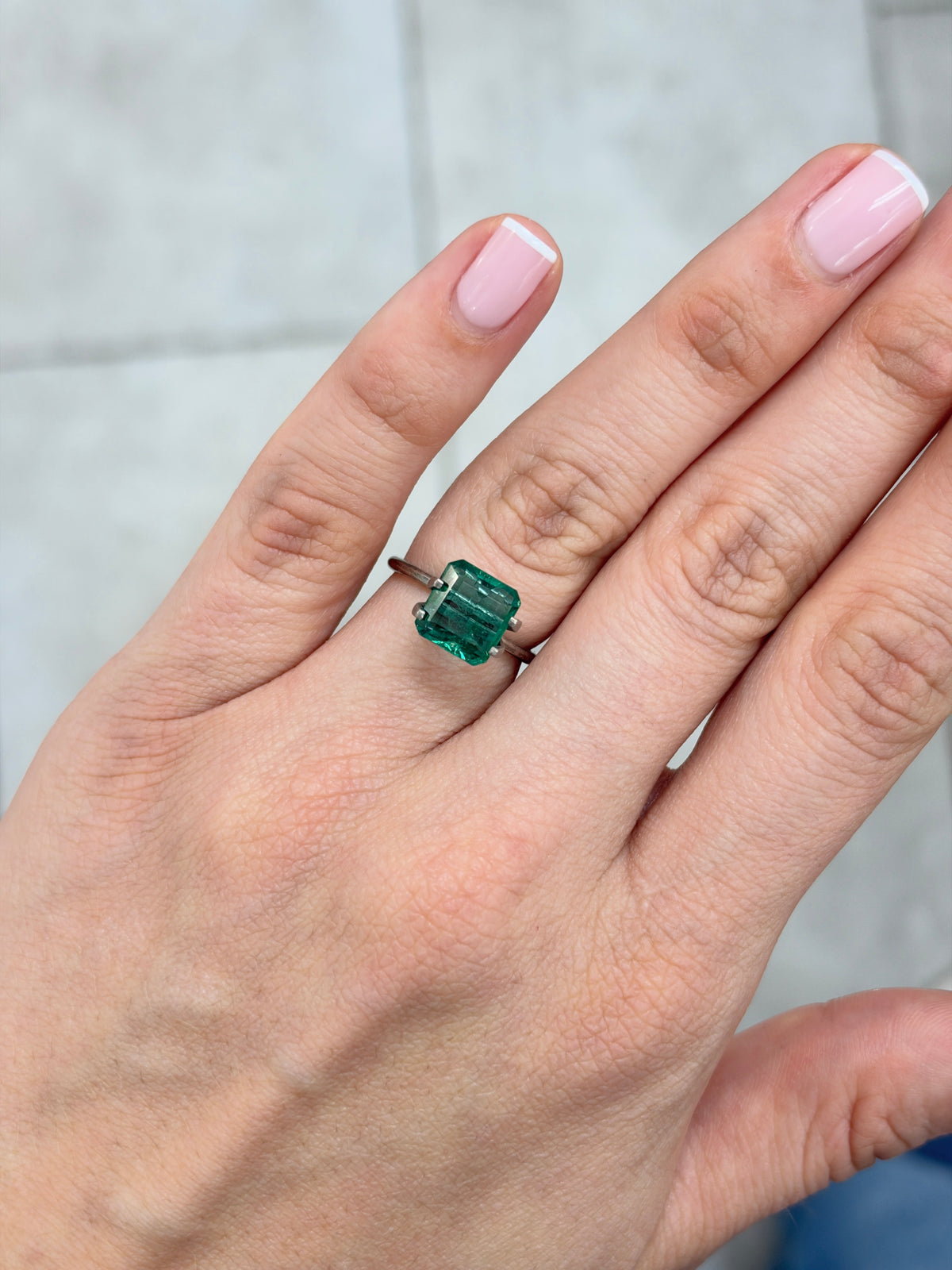 3.50 carat 9x9 Crystal Clear Vivid Deep Bluish Green Loose Natural Emerald- Asscher Cut