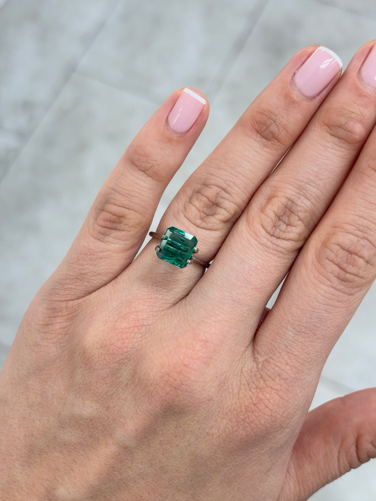 3.50 carat 9x9 Crystal Clear Vivid Deep Bluish Green Loose Natural Emerald- Asscher Cut