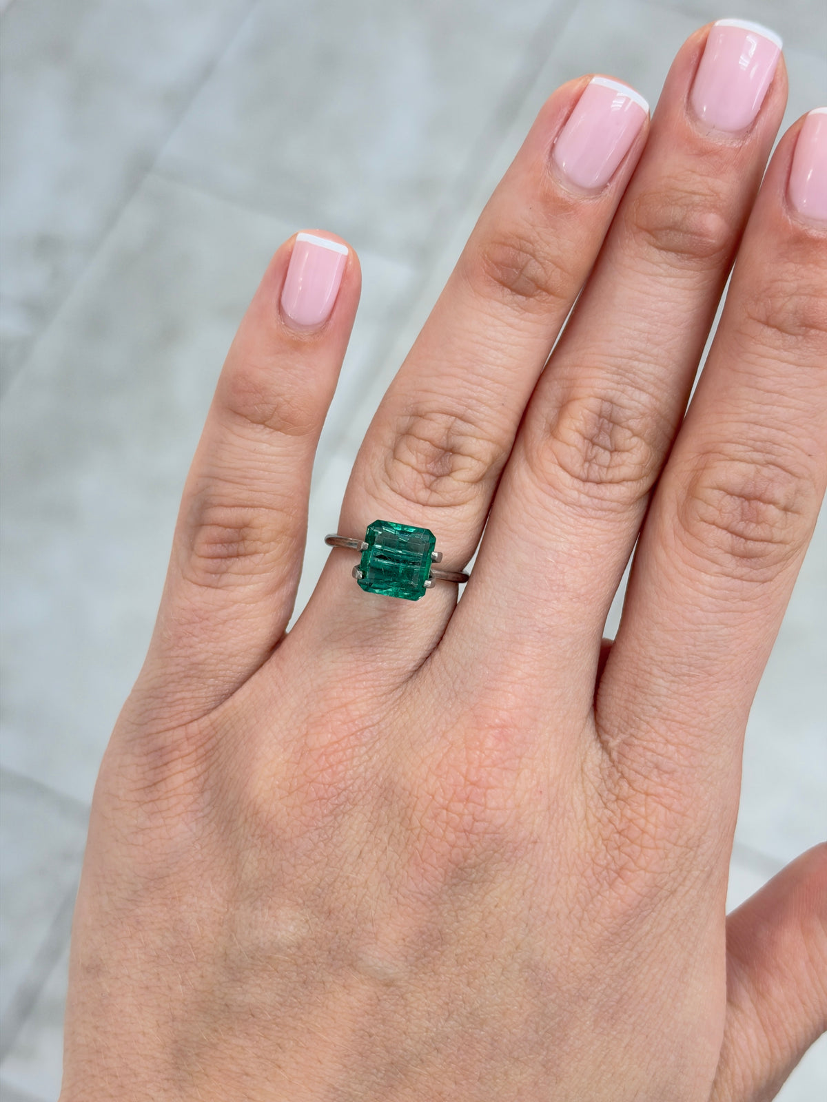 3.50 carat 9x9 Crystal Clear Vivid Deep Bluish Green Loose Natural Emerald- Asscher Cut