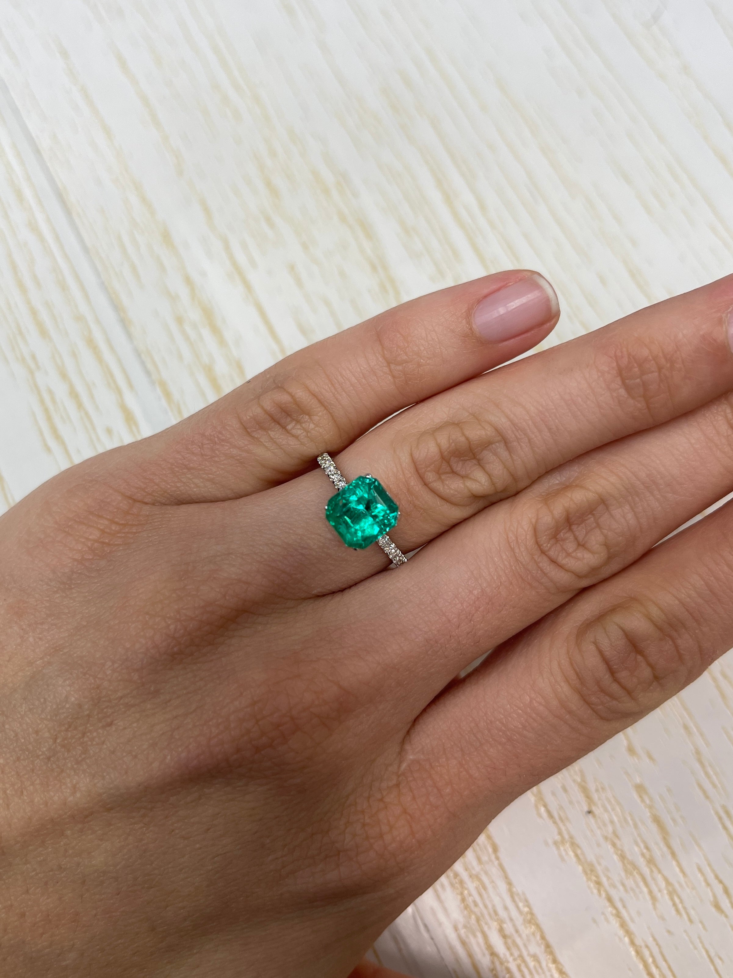 2.98 Carat GLOWING Vivid Green Natural Loose Colombian Emerald- Asscher Cut - JR Colombian Emeralds