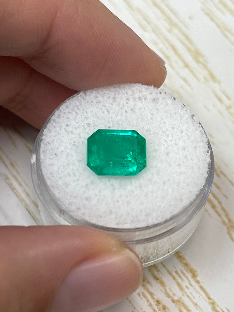 3.02 Carat Intense Green Natural Loose Colombian Emerald- Emerald Cut