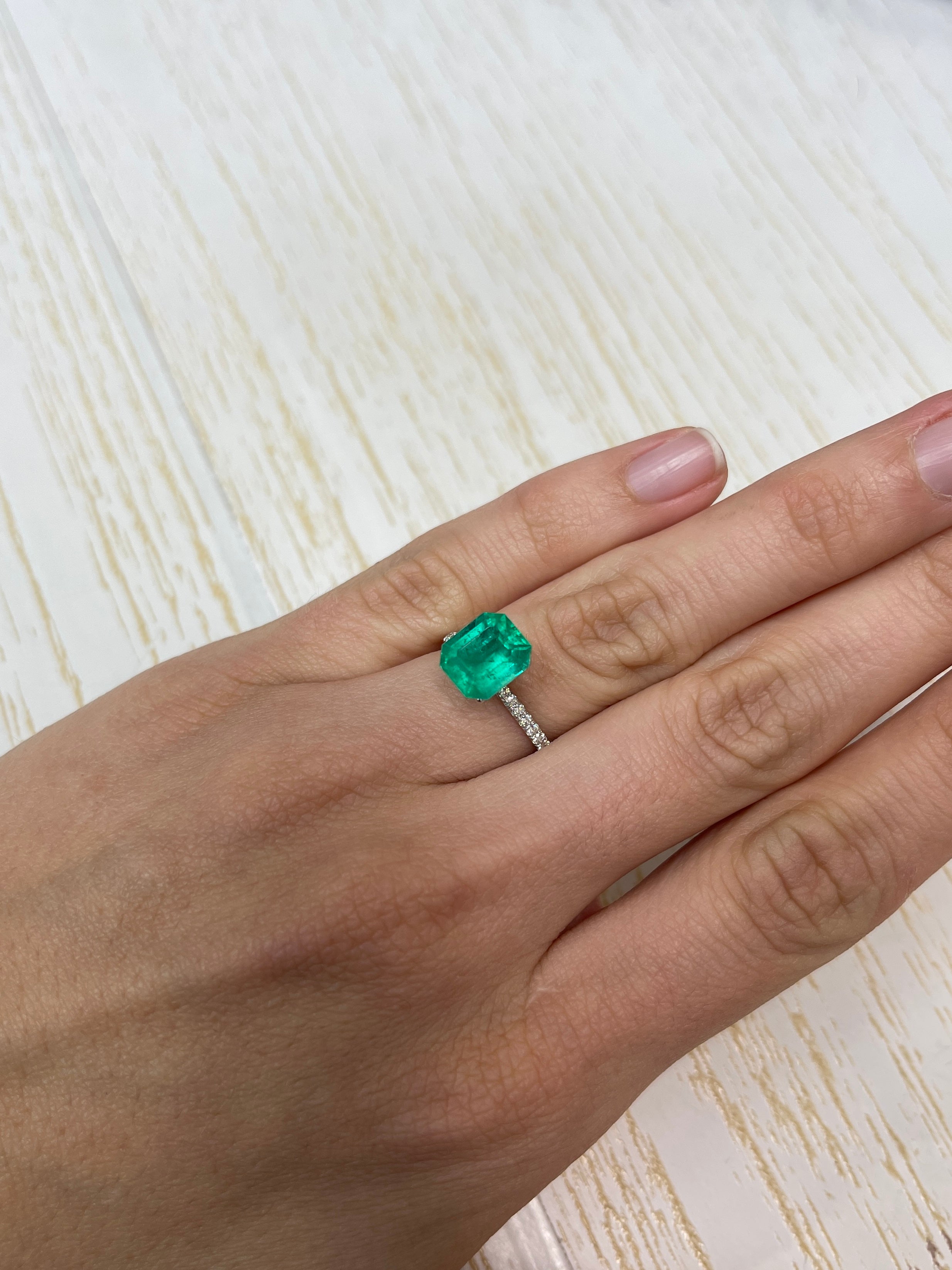 3.02 Carat Intense Green Natural Loose Colombian Emerald- Emerald Cut - JR Colombian Emeralds