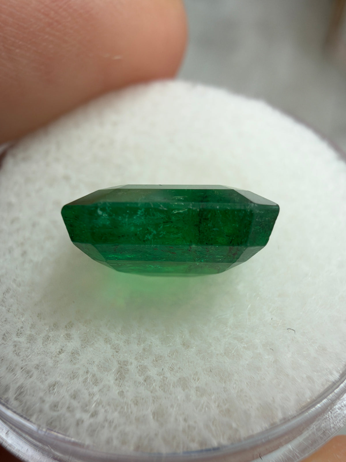 3.79 carat 10×9.4 Deep Dark Forest Green Loose Natural Asscher-Cut Zambian Emerald