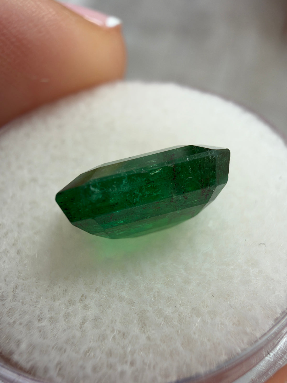 3.79 carat 10×9.4 Deep Dark Forest Green Loose Natural Asscher-Cut Zambian Emerald