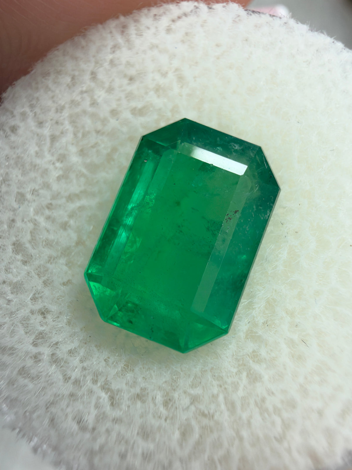 3.90 Carat 11×8 Medium Yellowish Green Loose Zambian Emerald-Cut
