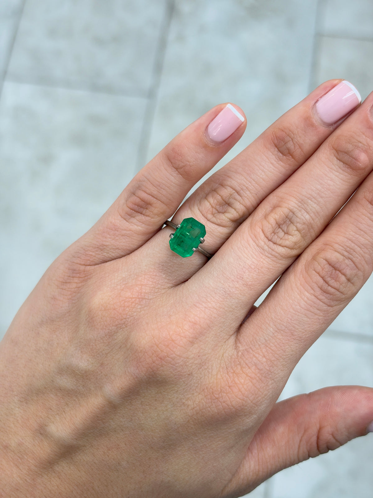 3.90 Carat 11×8 Medium Yellowish Green Loose Zambian Emerald-Cut