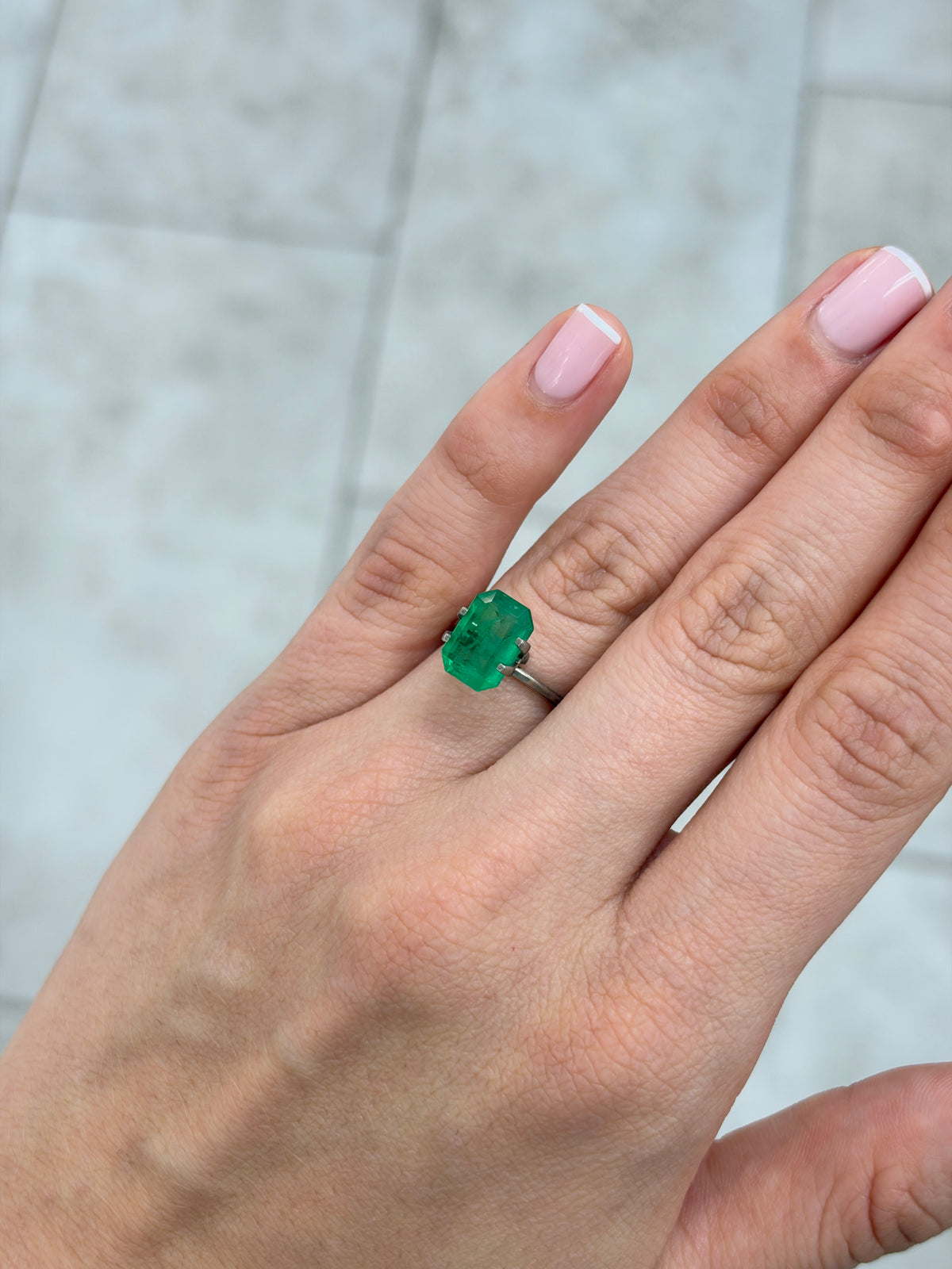 3.90 Carat 11×8 Medium Yellowish Green Loose Zambian Emerald-Cut