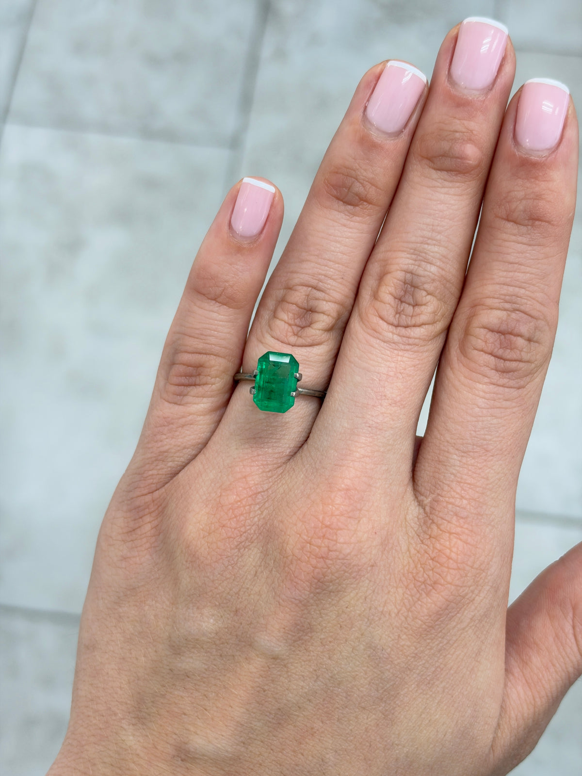 3.90 Carat 11×8 Medium Yellowish Green Loose Zambian Emerald-Cut