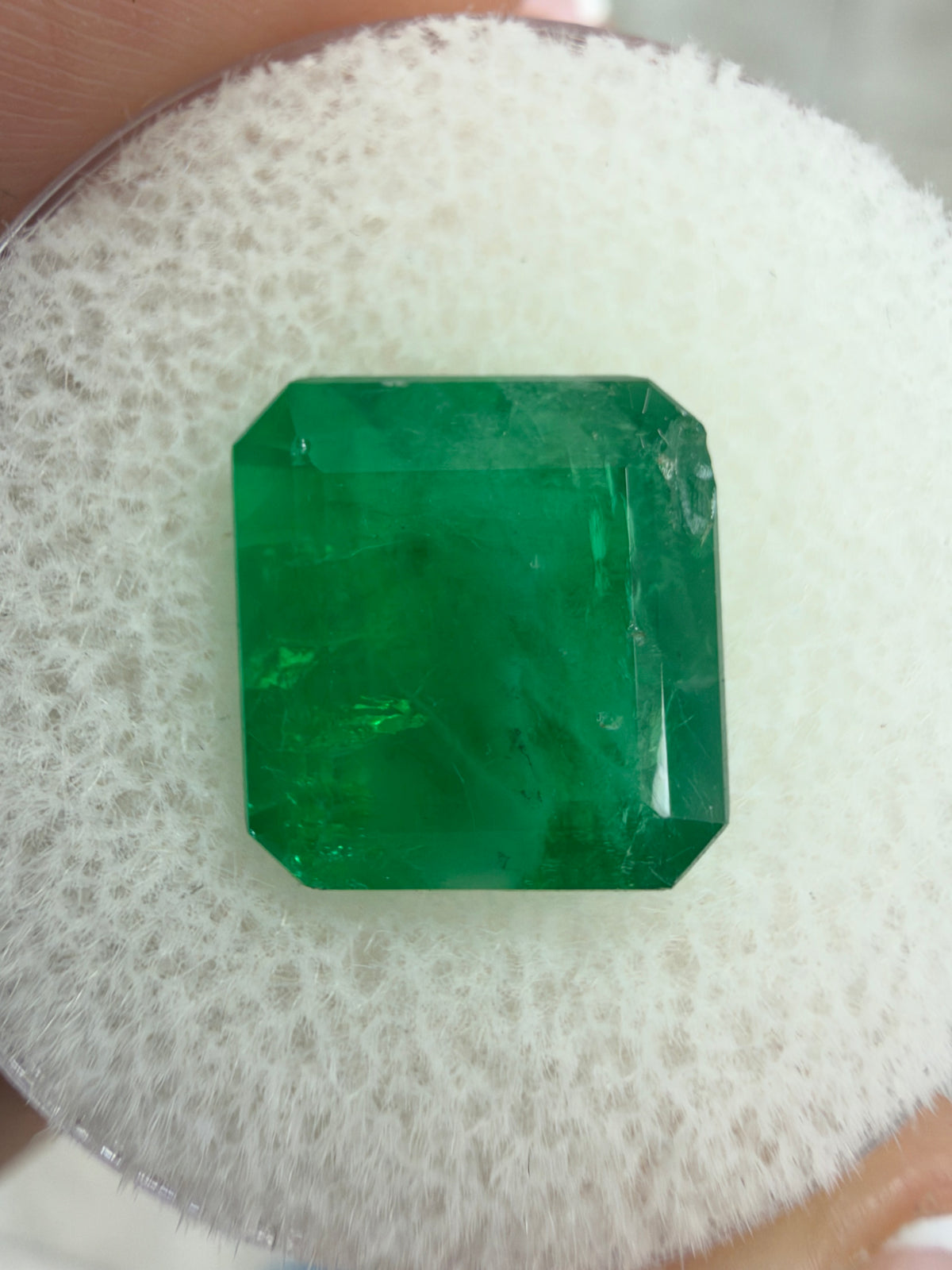 4.54 Carat 10.8×10.2 Earthy Asscher-Cut Dark Green Natural Brazilian Emerald