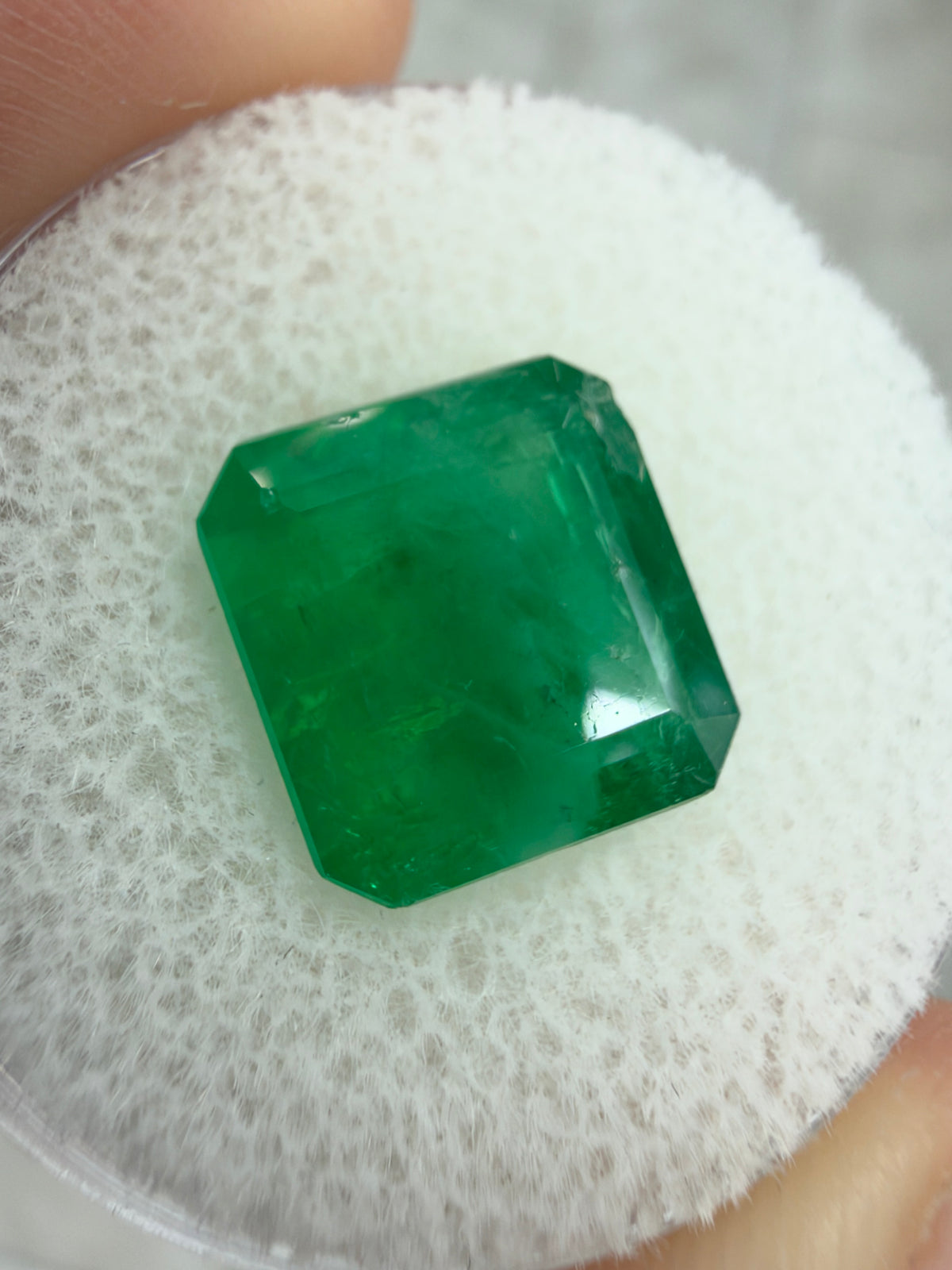 4.54 Carat 10.8×10.2 Earthy Asscher-Cut Dark Green Natural Brazilian Emerald
