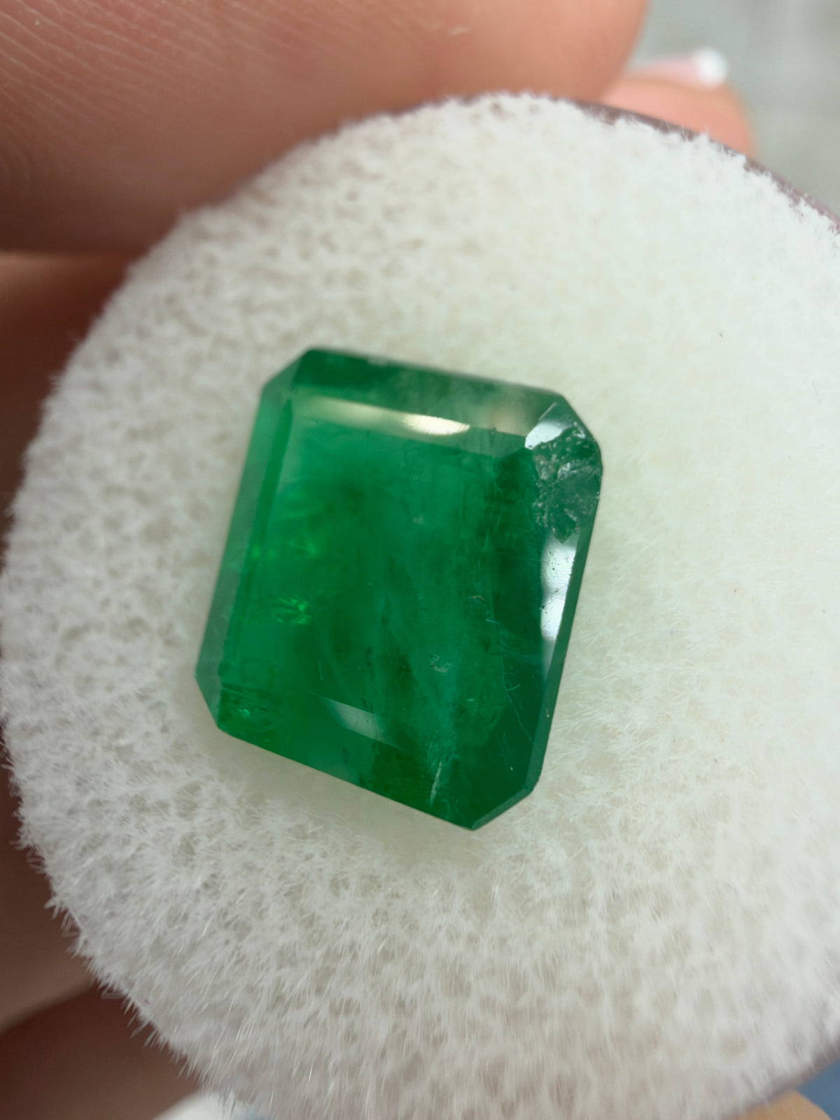 4.54 Carat 10.8×10.2 Earthy Asscher-Cut Dark Green Natural Brazilian Emerald