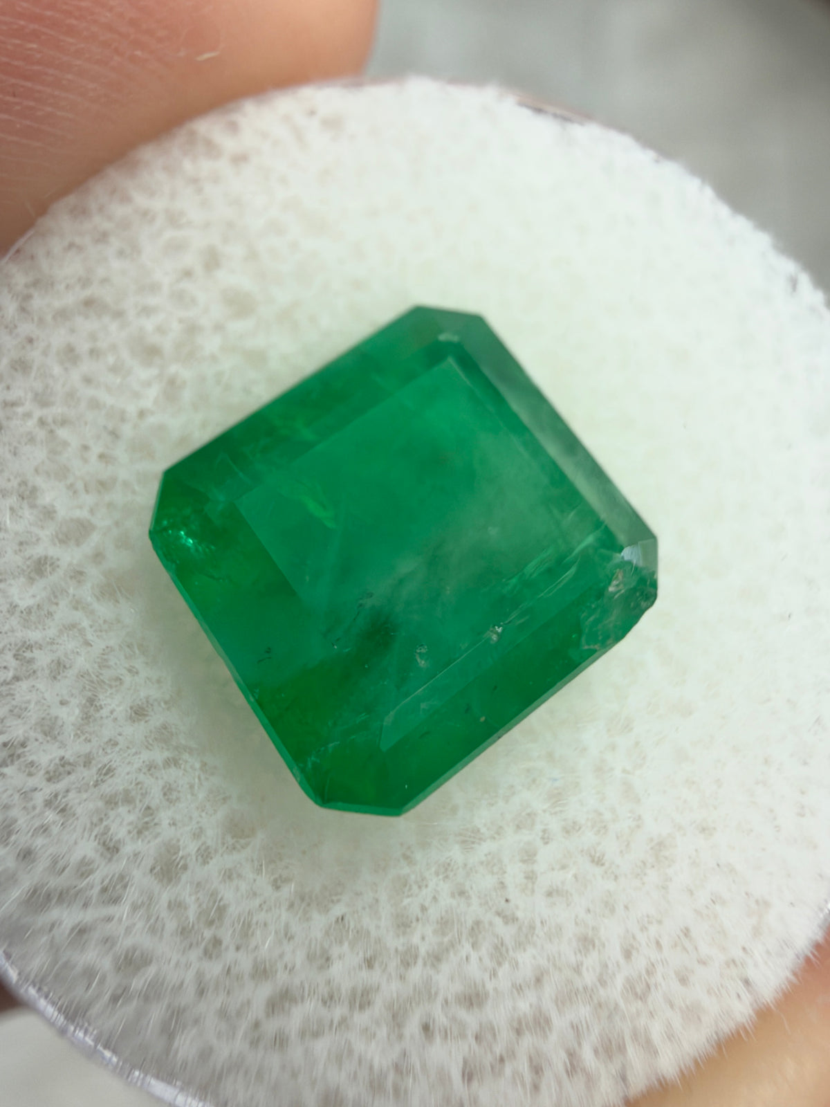 4.54 Carat 10.8×10.2 Earthy Asscher-Cut Dark Green Natural Brazilian Emerald
