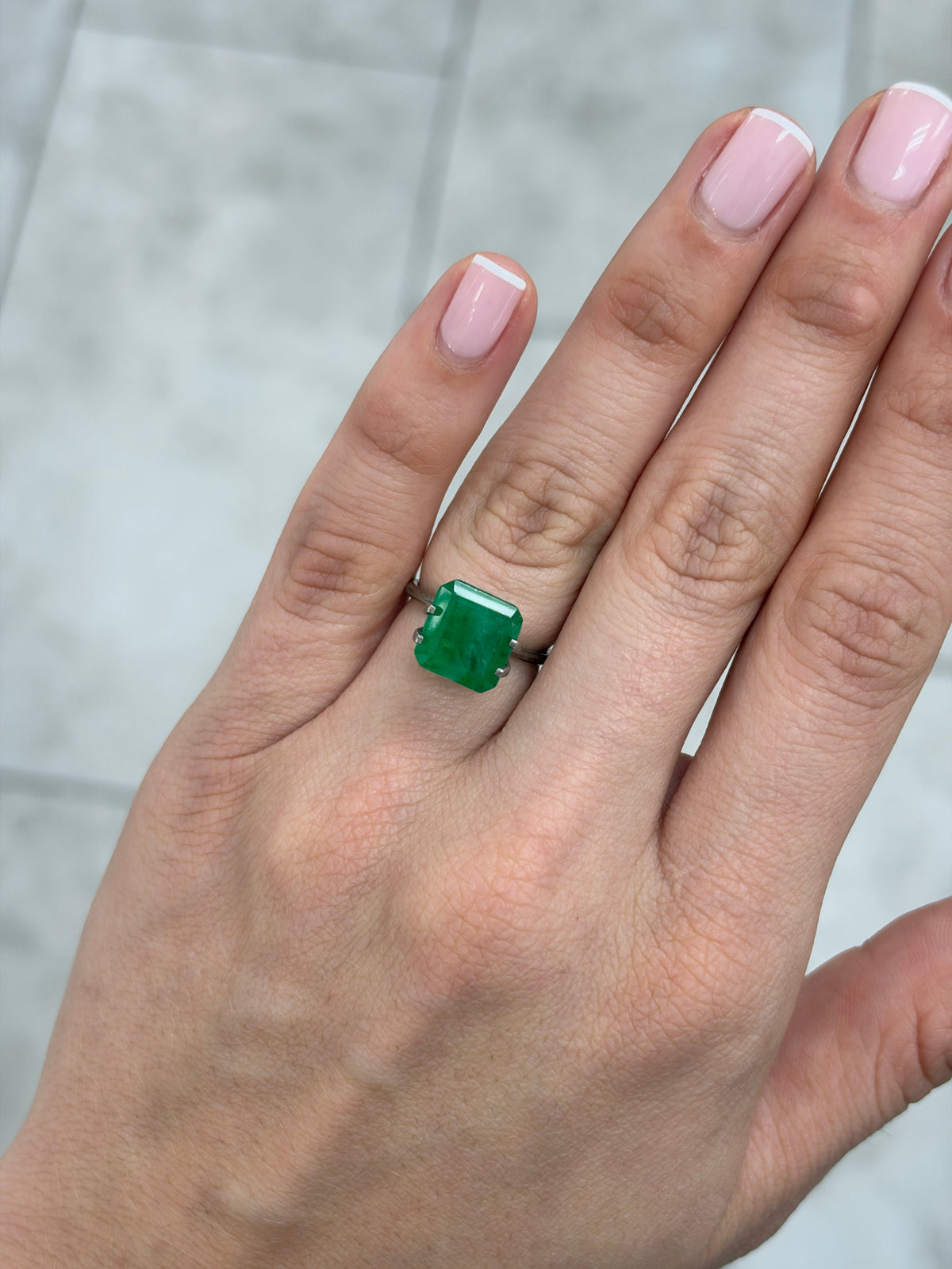 4.54 Carat 10.8×10.2 Earthy Asscher-Cut Dark Green Natural Brazilian Emerald