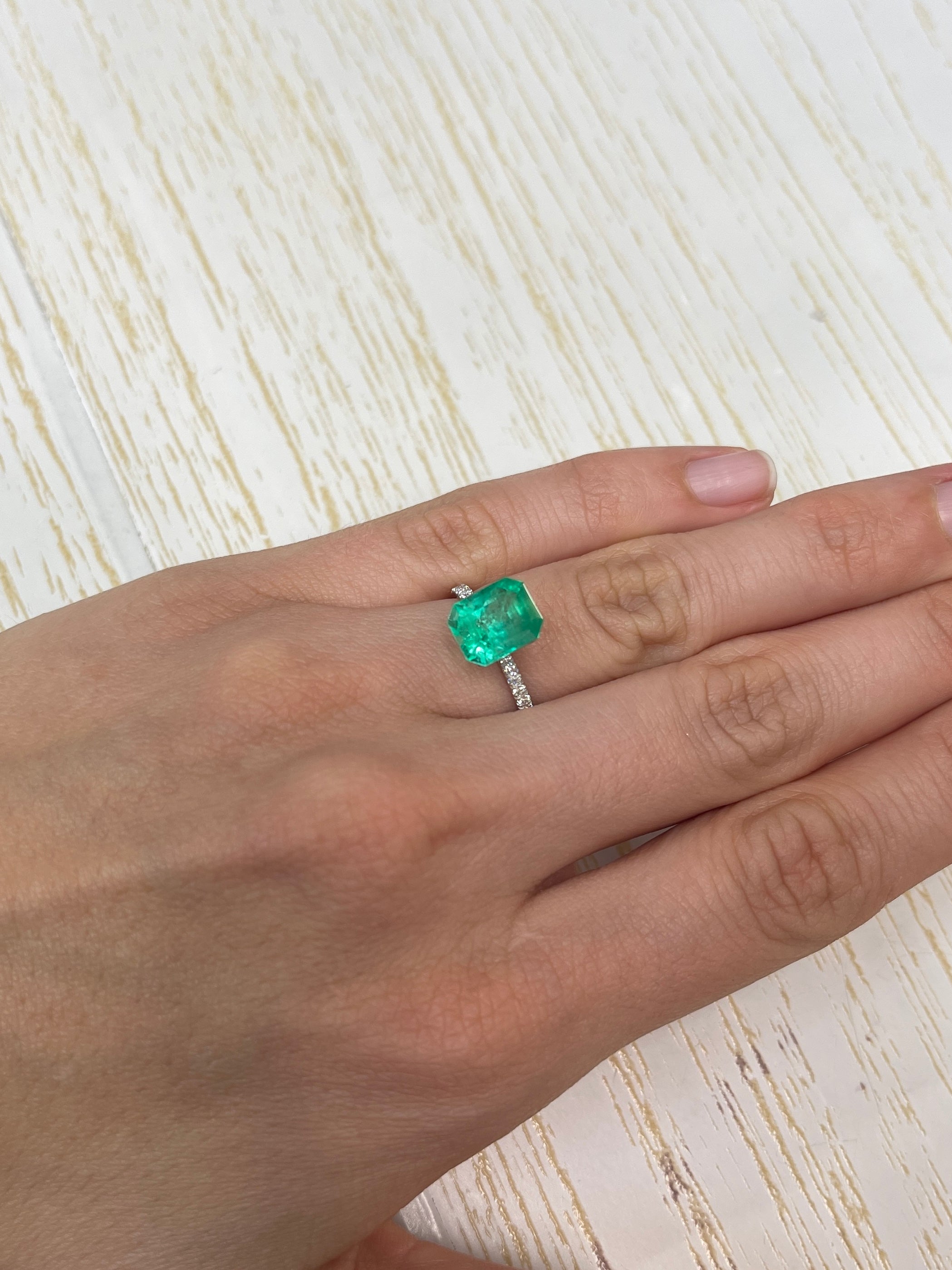 3.09 Carat 10x8 Electric Yellowish Classic Colombian Emerald-Emerald Cut - JR Colombian Emeralds