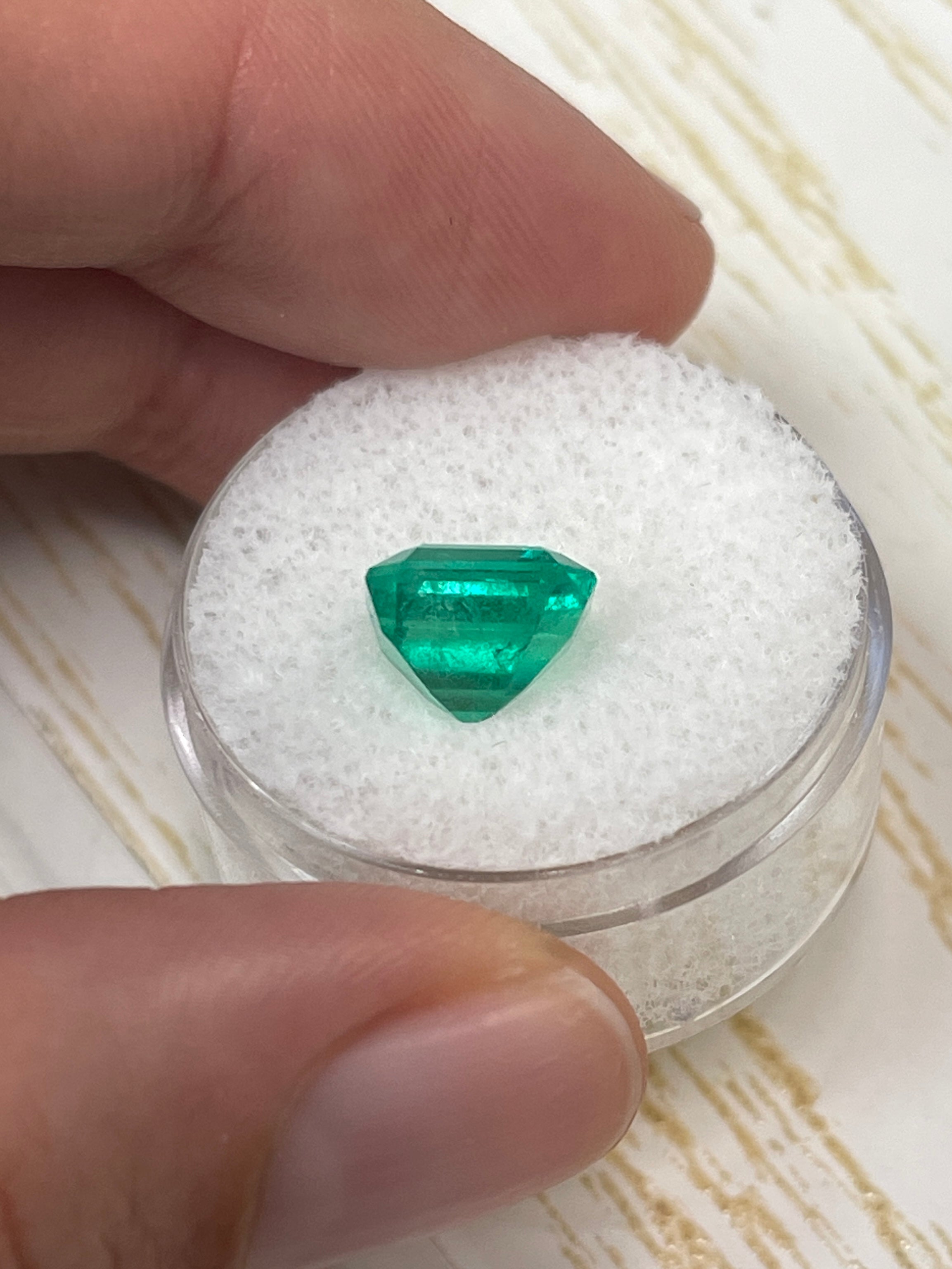 3.22 Carat Moody Bluish Green Natural Loose Colombian Emerald- Emerald Cut - JR Colombian Emeralds