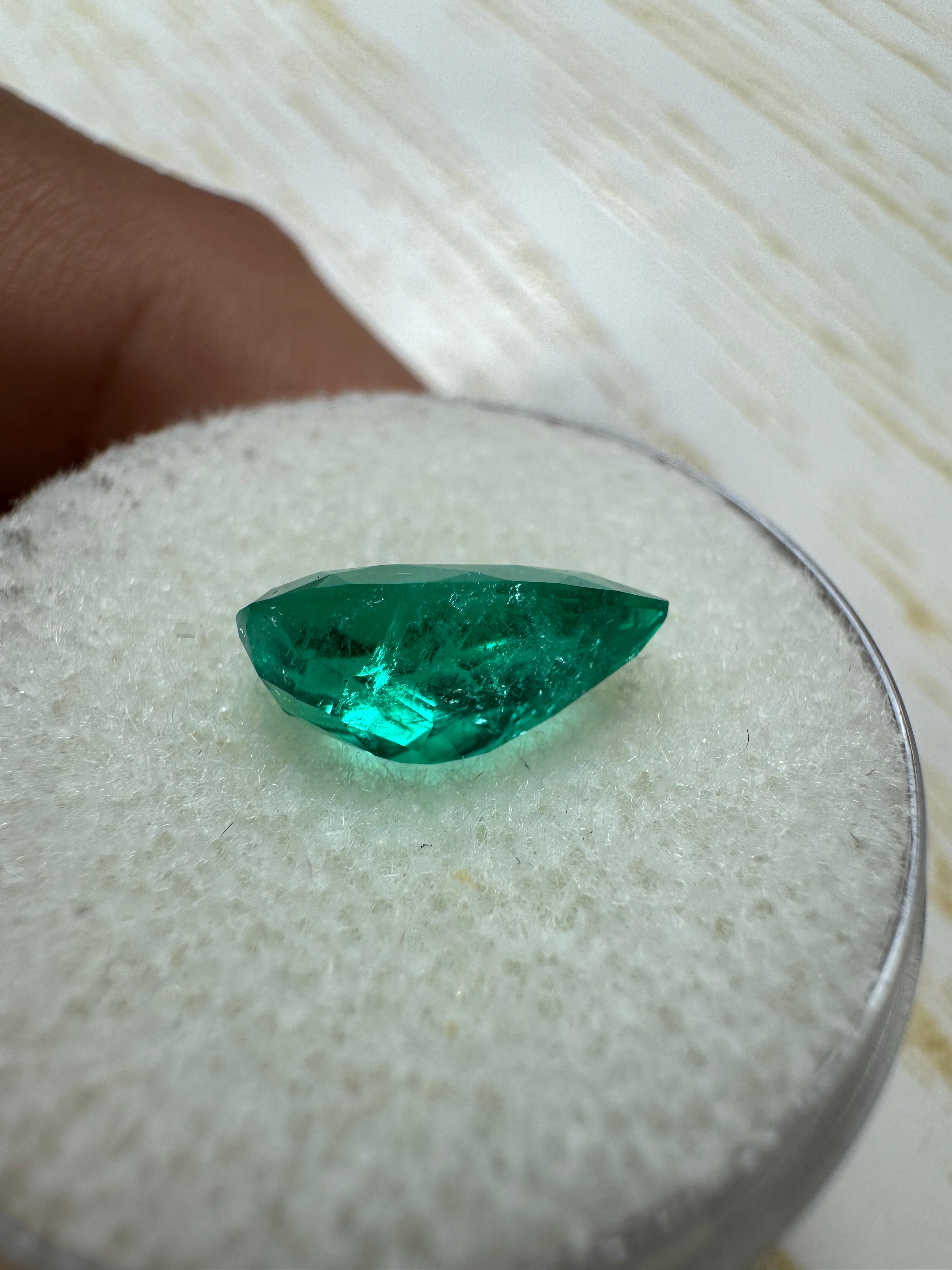 1.79 carat 11x7 Deep Bluish Green Natural Loose Colombian Emerald-Pear Cut - JR Colombian Emeralds