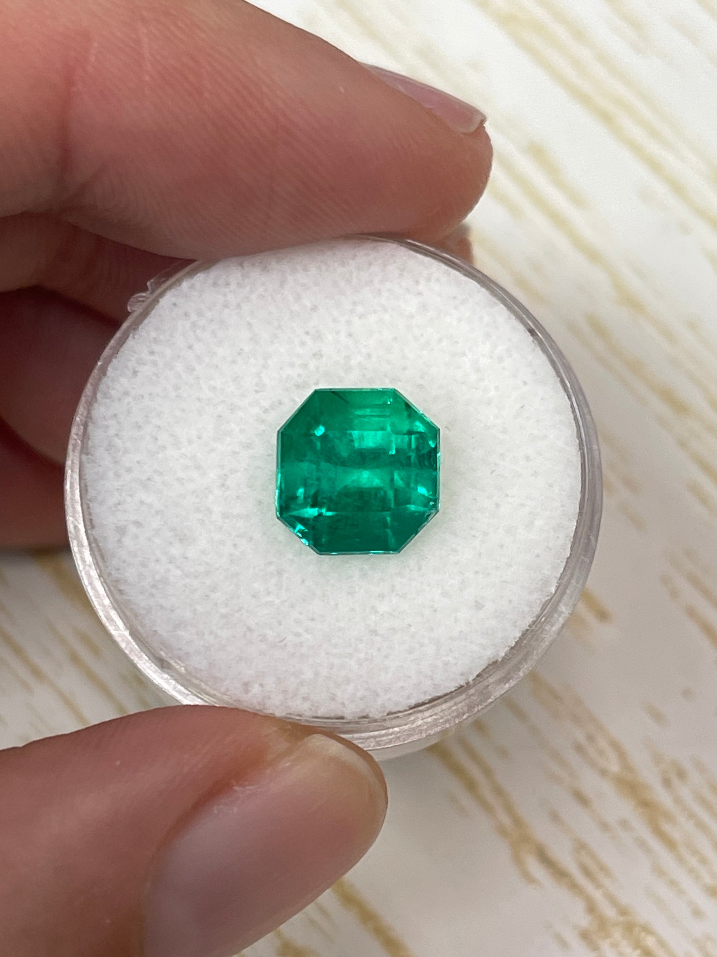 3.34 Carat AAA+ 9x9 Vivid Bluish Natural Loose Colombian Emerald-Asscher Cut - JR Colombian Emeralds