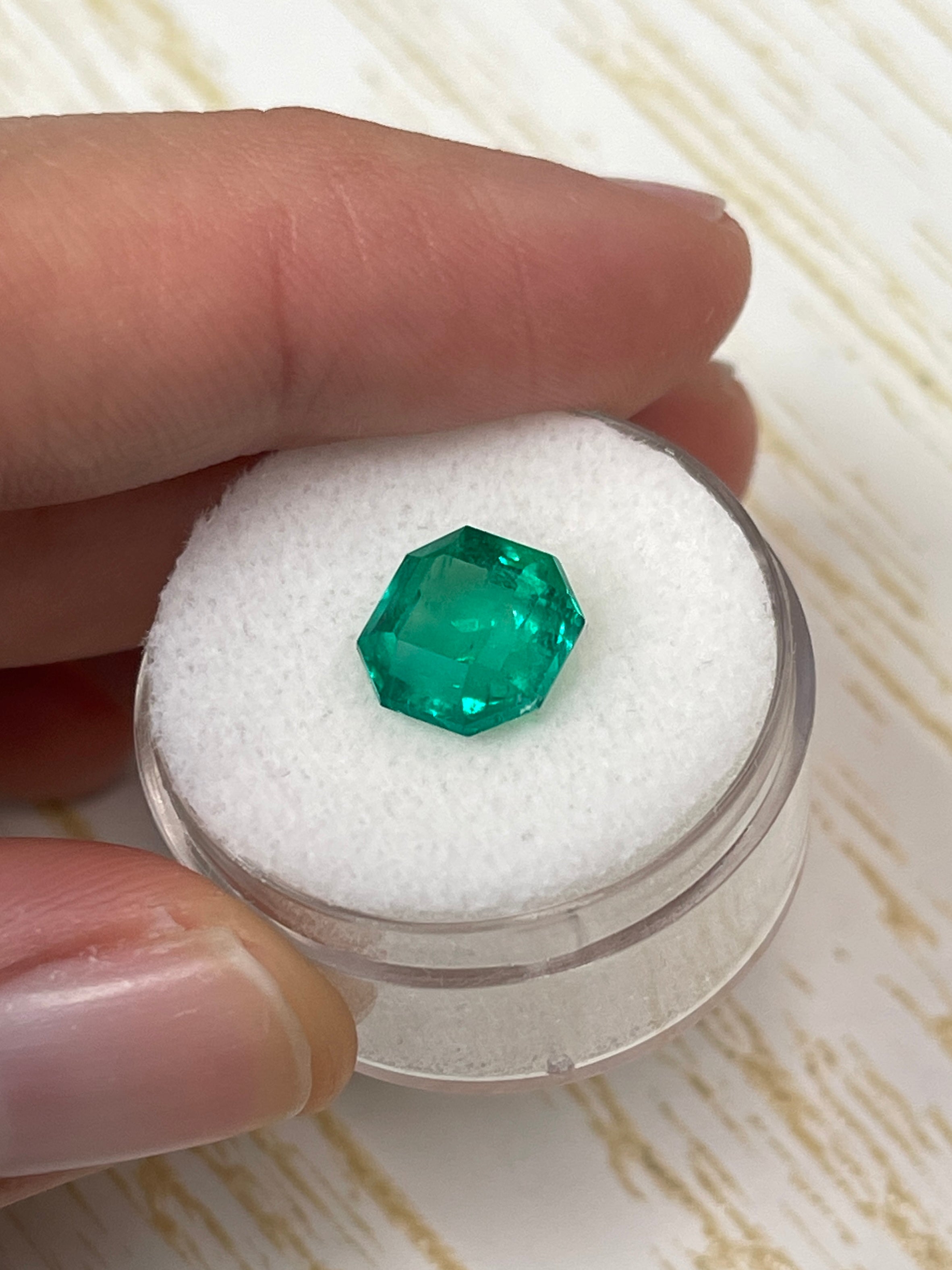 3.34 Carat AAA+ 9x9 Vivid Bluish Natural Loose Colombian Emerald-Asscher Cut - JR Colombian Emeralds