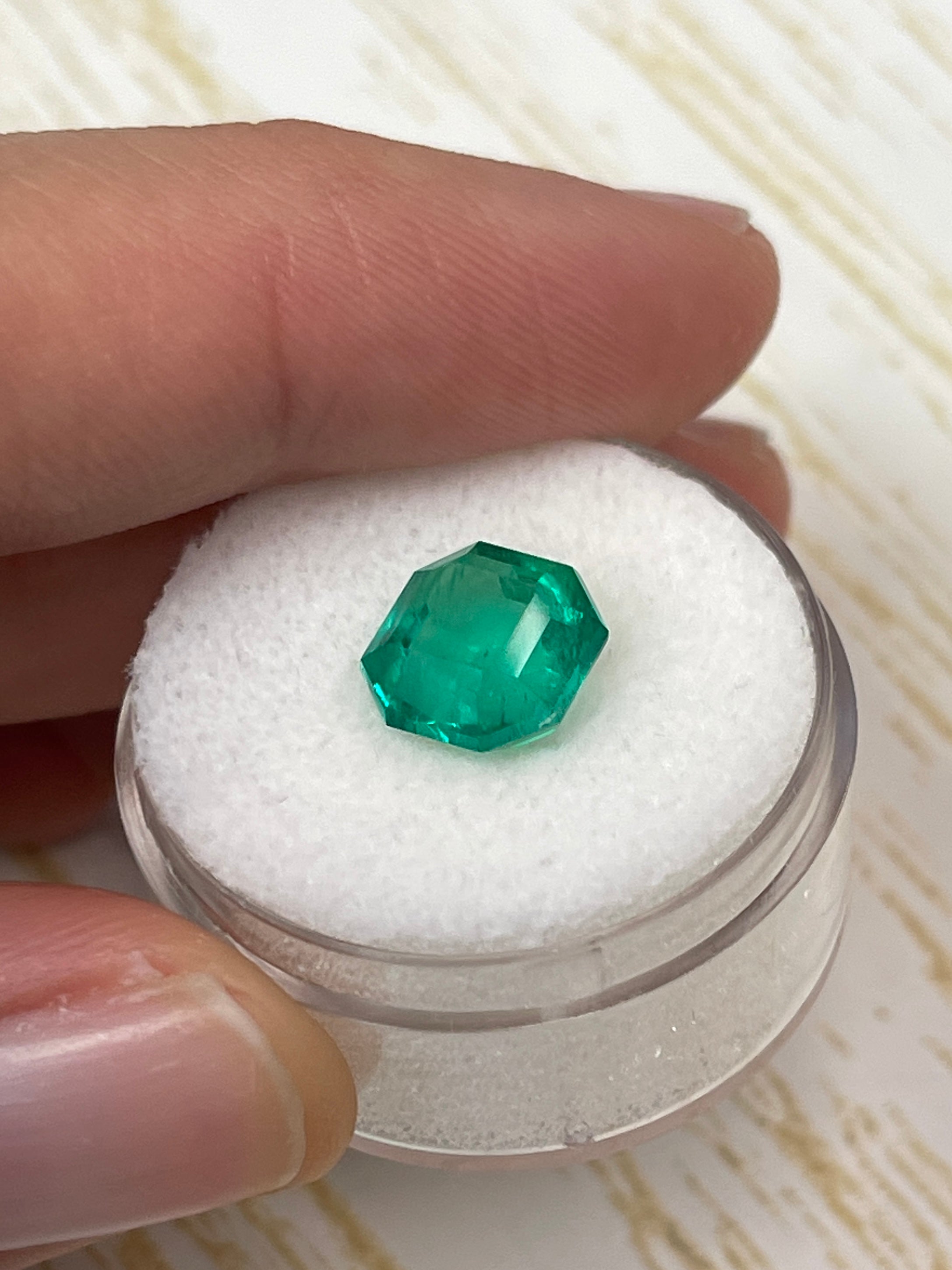 3.34 Carat AAA+ 9x9 Vivid Bluish Natural Loose Colombian Emerald-Asscher Cut - JR Colombian Emeralds