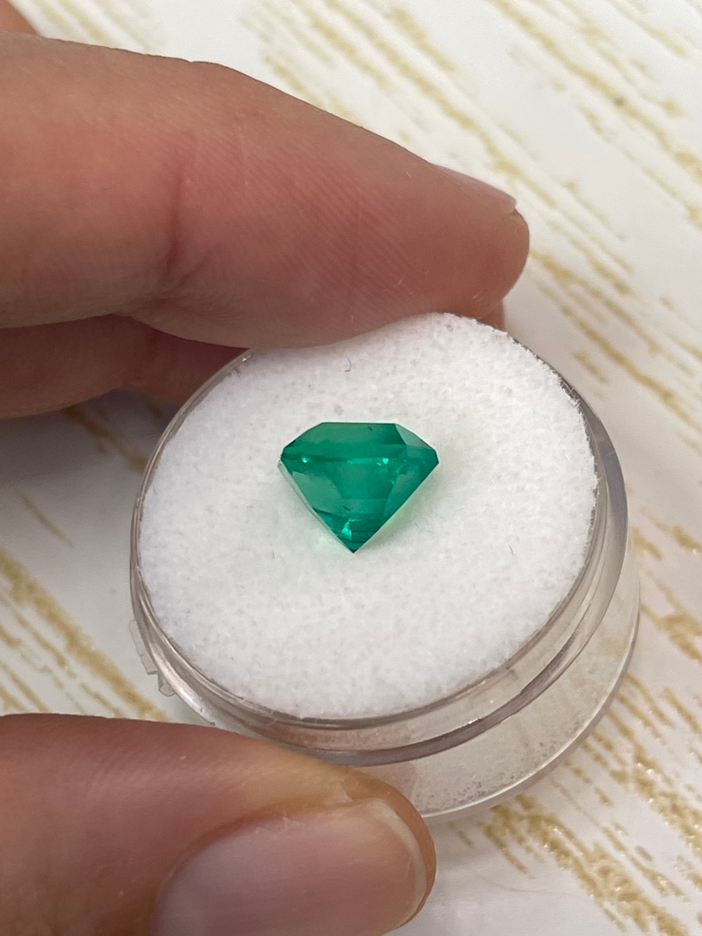 3.34 Carat AAA+ 9x9 Vivid Bluish Natural Loose Colombian Emerald-Asscher Cut - JR Colombian Emeralds