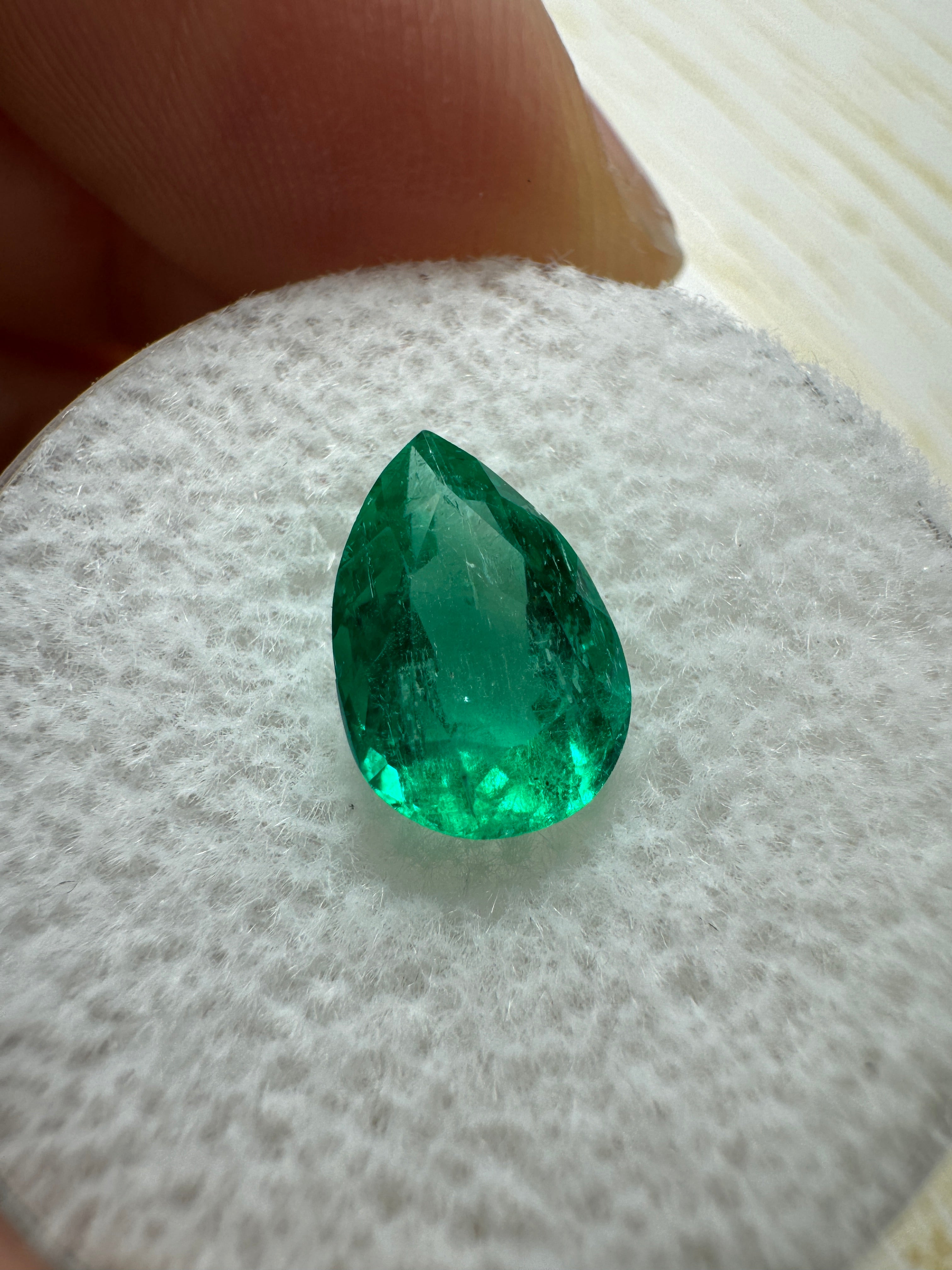 1.80 carat Chunky Bluish Green Natural Loose Colombian Emerald-Pear Cut - JR Colombian Emeralds