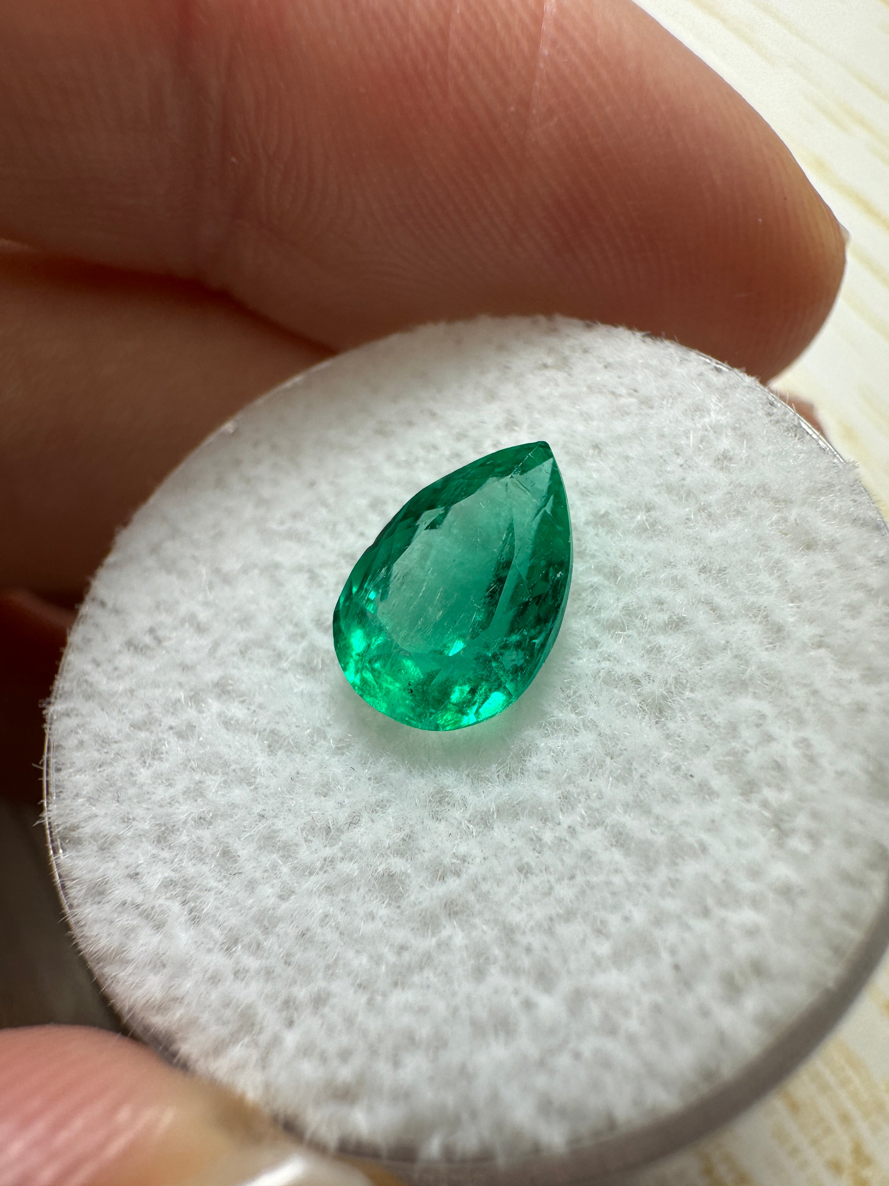 1.80 carat Chunky Bluish Green Natural Loose Colombian Emerald-Pear Cut - JR Colombian Emeralds