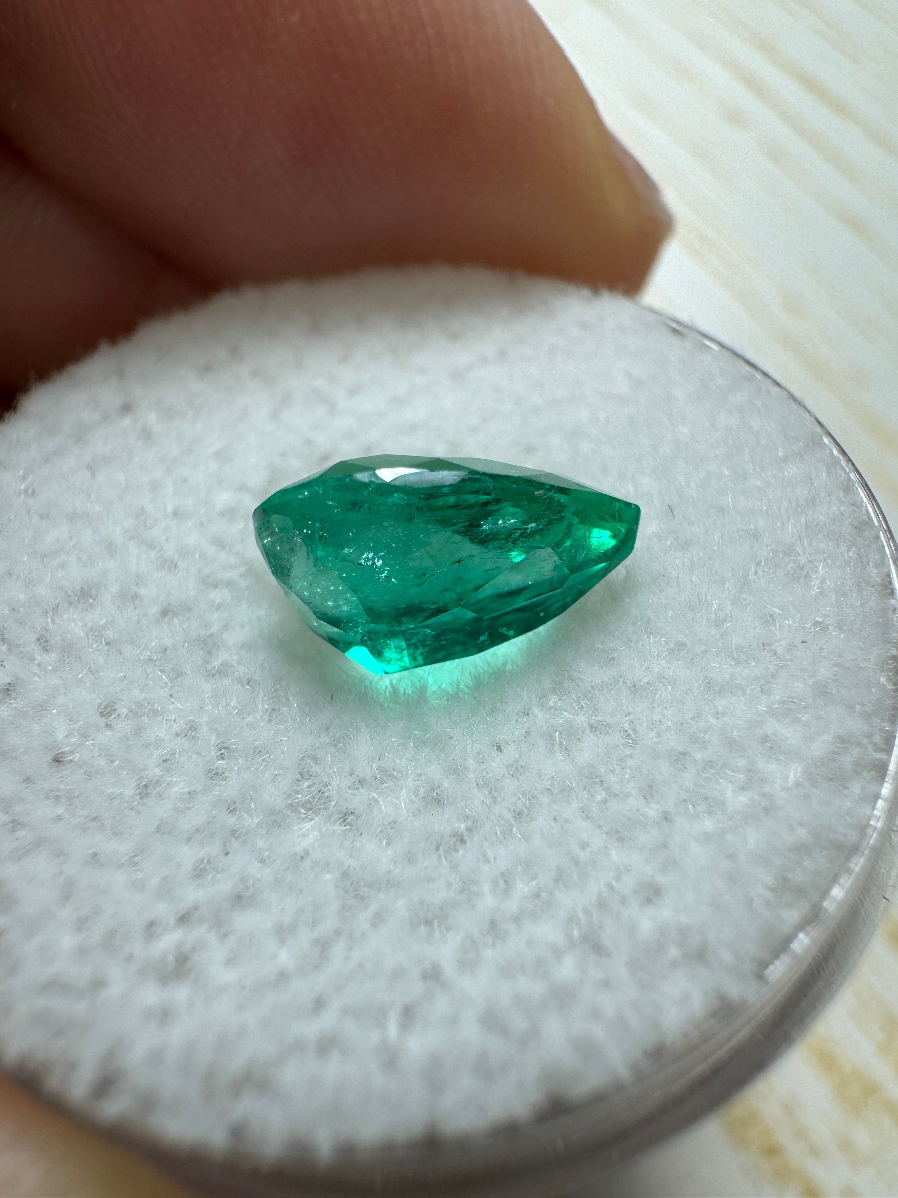 1.80 carat Chunky Bluish Green Natural Loose Colombian Emerald-Pear Cut - JR Colombian Emeralds