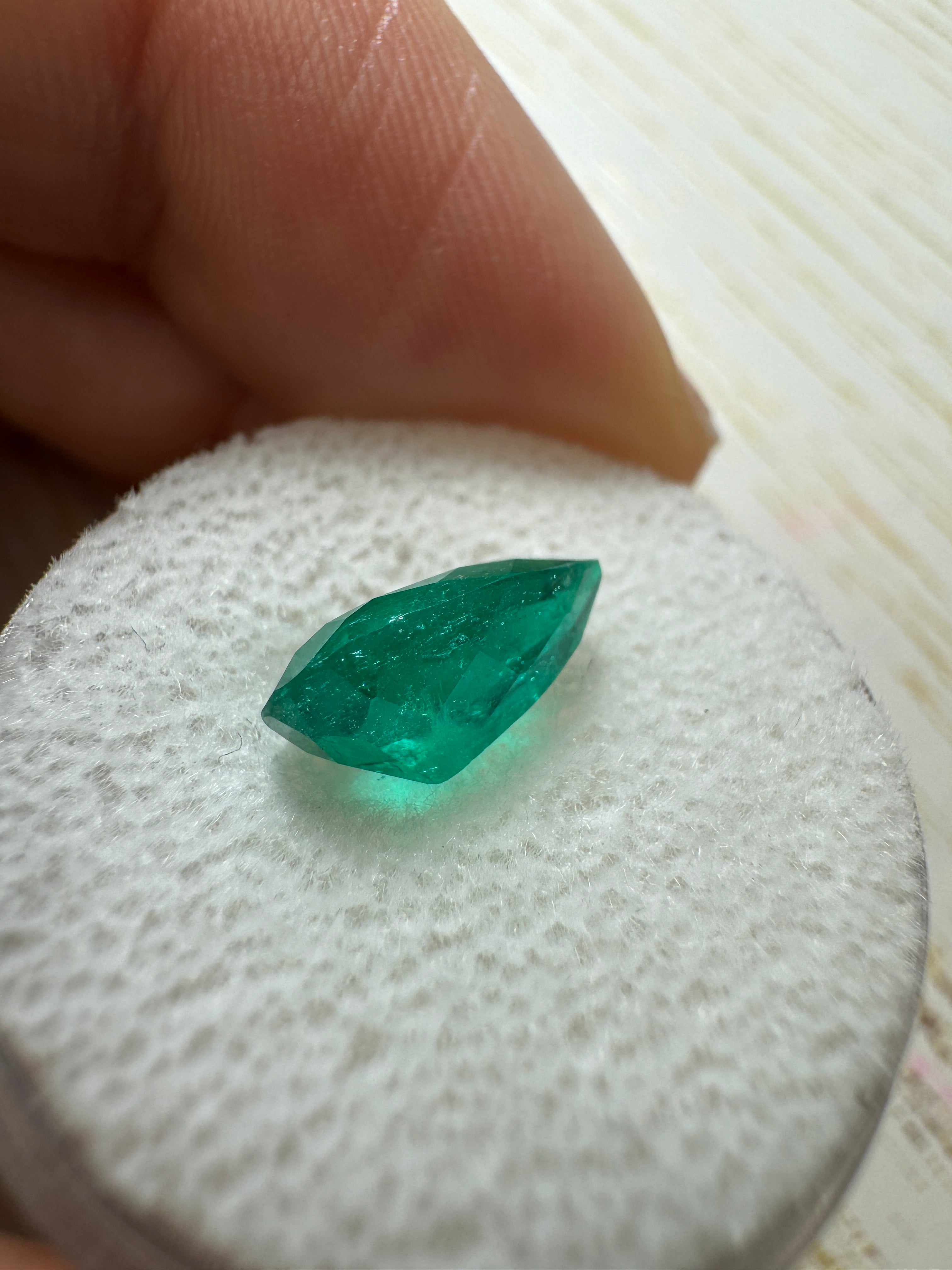 2.03 carat 11x7.5 Deep Green Natural Loose Colombian Emerald-Pear Cut - JR Colombian Emeralds