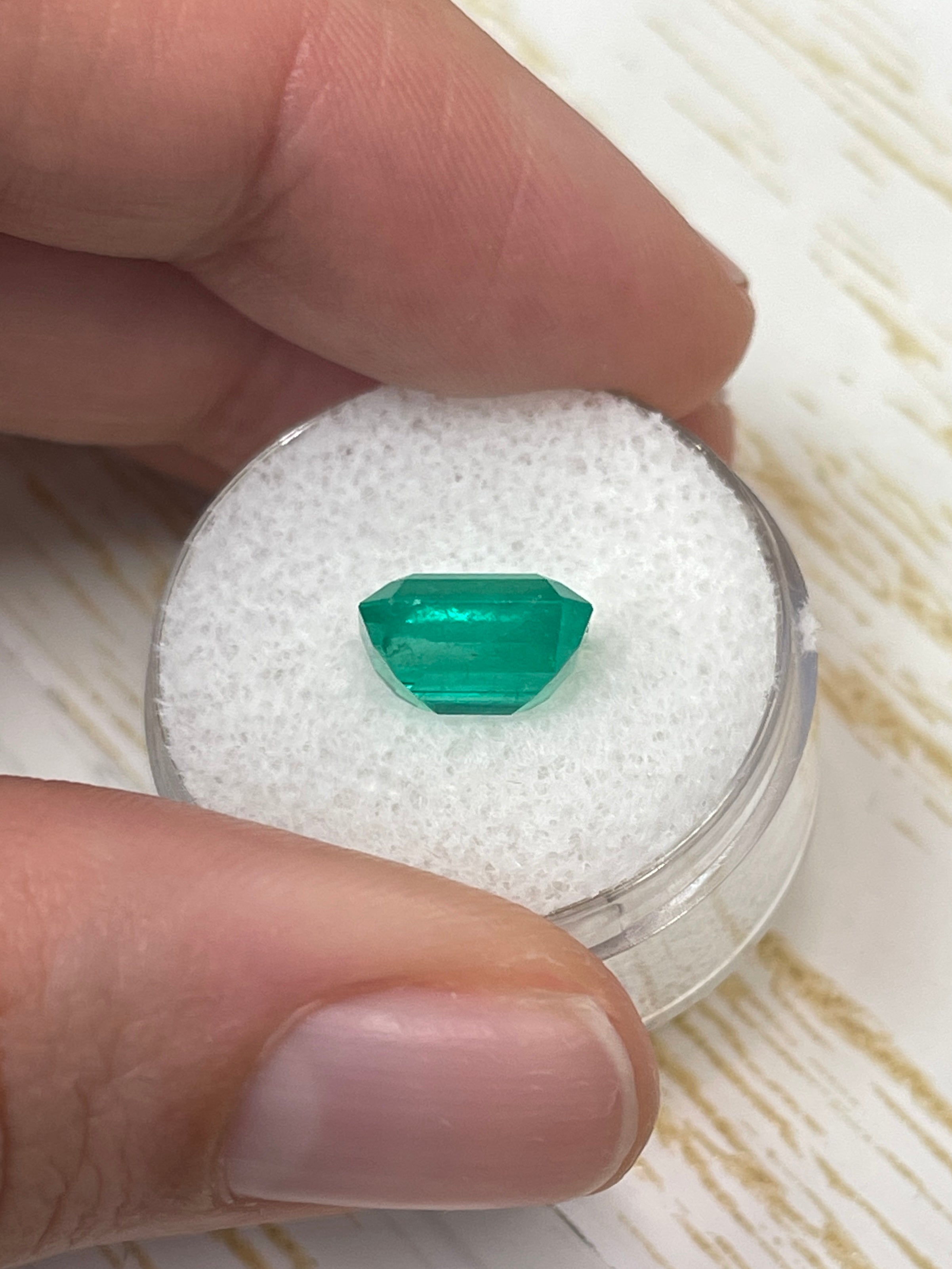 3.53 Carat 10x8 Medium Bluish Green Loose Colombian Emerald- Emerald Cut - JR Colombian Emeralds