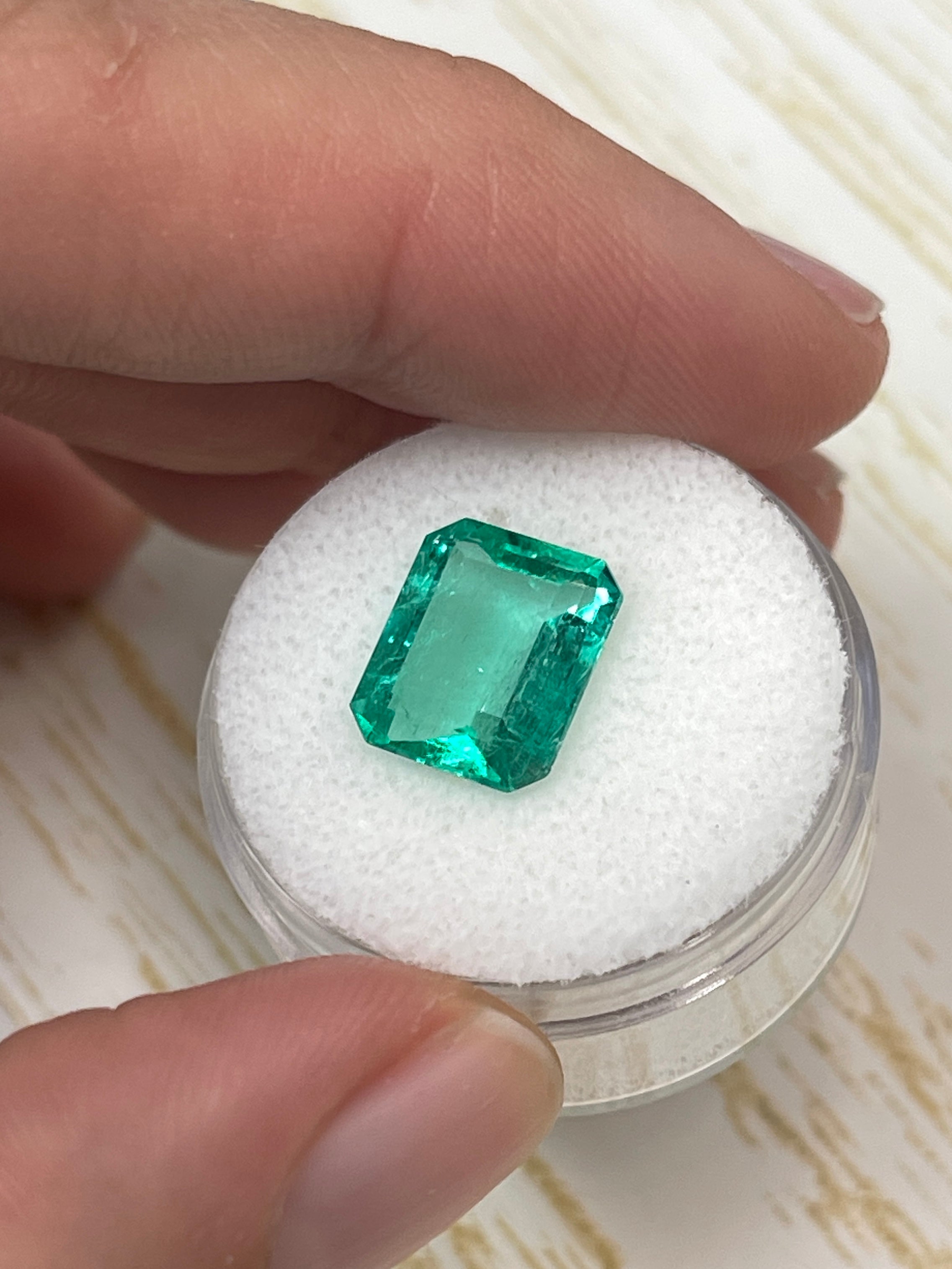 3.70 Carat 11x9 Spready Bluish Green Natural Loose Colombian Emerald-Classic Emerald Cut - JR Colombian Emeralds