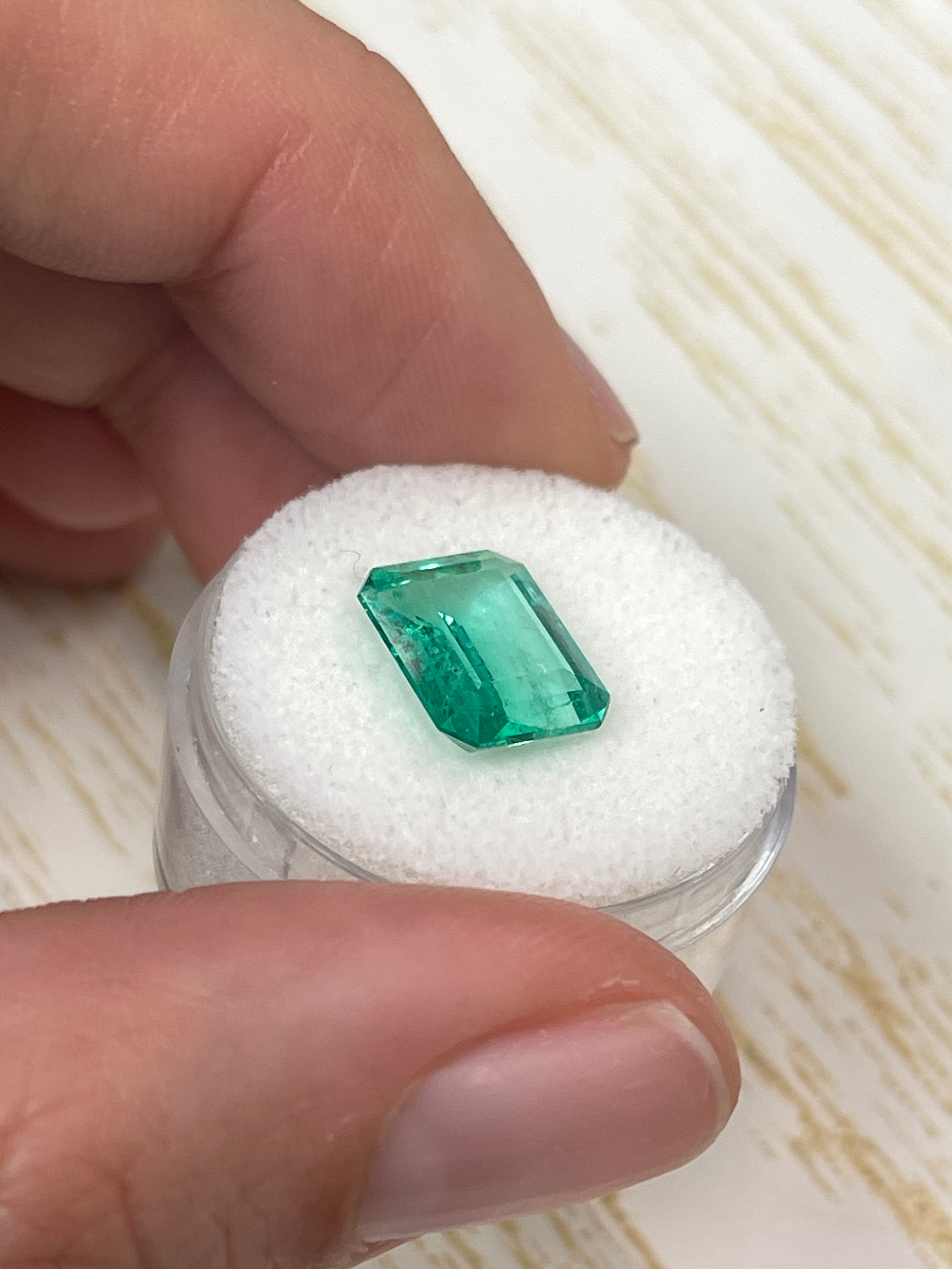 3.70 Carat 11x9 Spready Bluish Green Natural Loose Colombian Emerald-Classic Emerald Cut - JR Colombian Emeralds