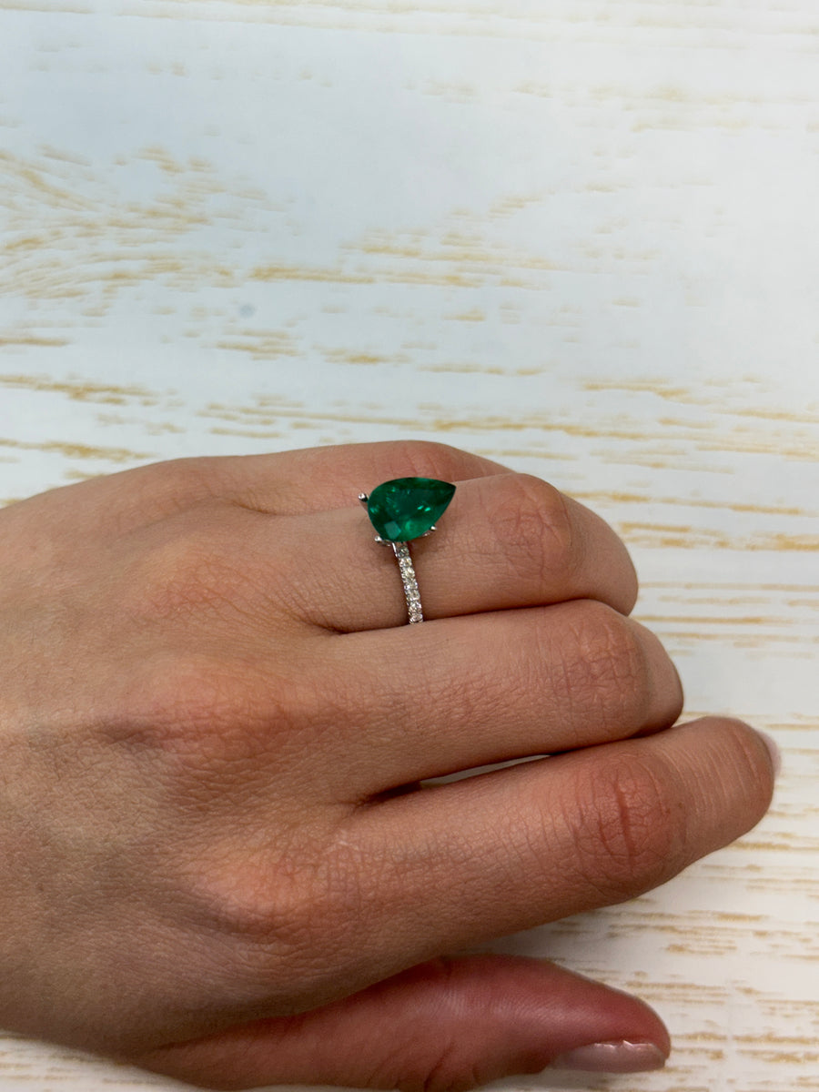 2.46 carat AAA+ Intense Green Natural Loose Brazilian Emerald-Pear Cut