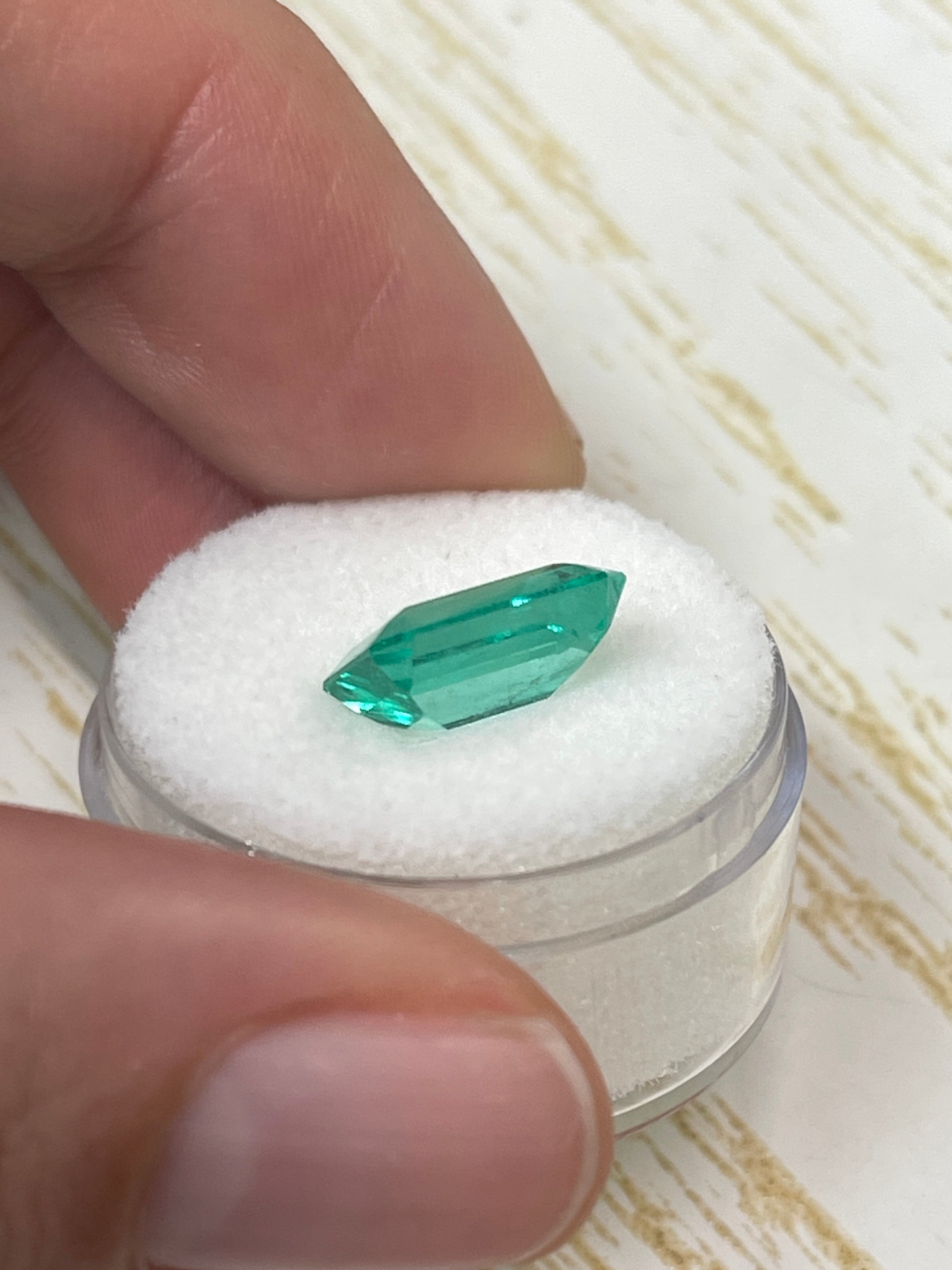 3.70 Carat 11x9 Spready Bluish Green Natural Loose Colombian Emerald-Classic Emerald Cut - JR Colombian Emeralds