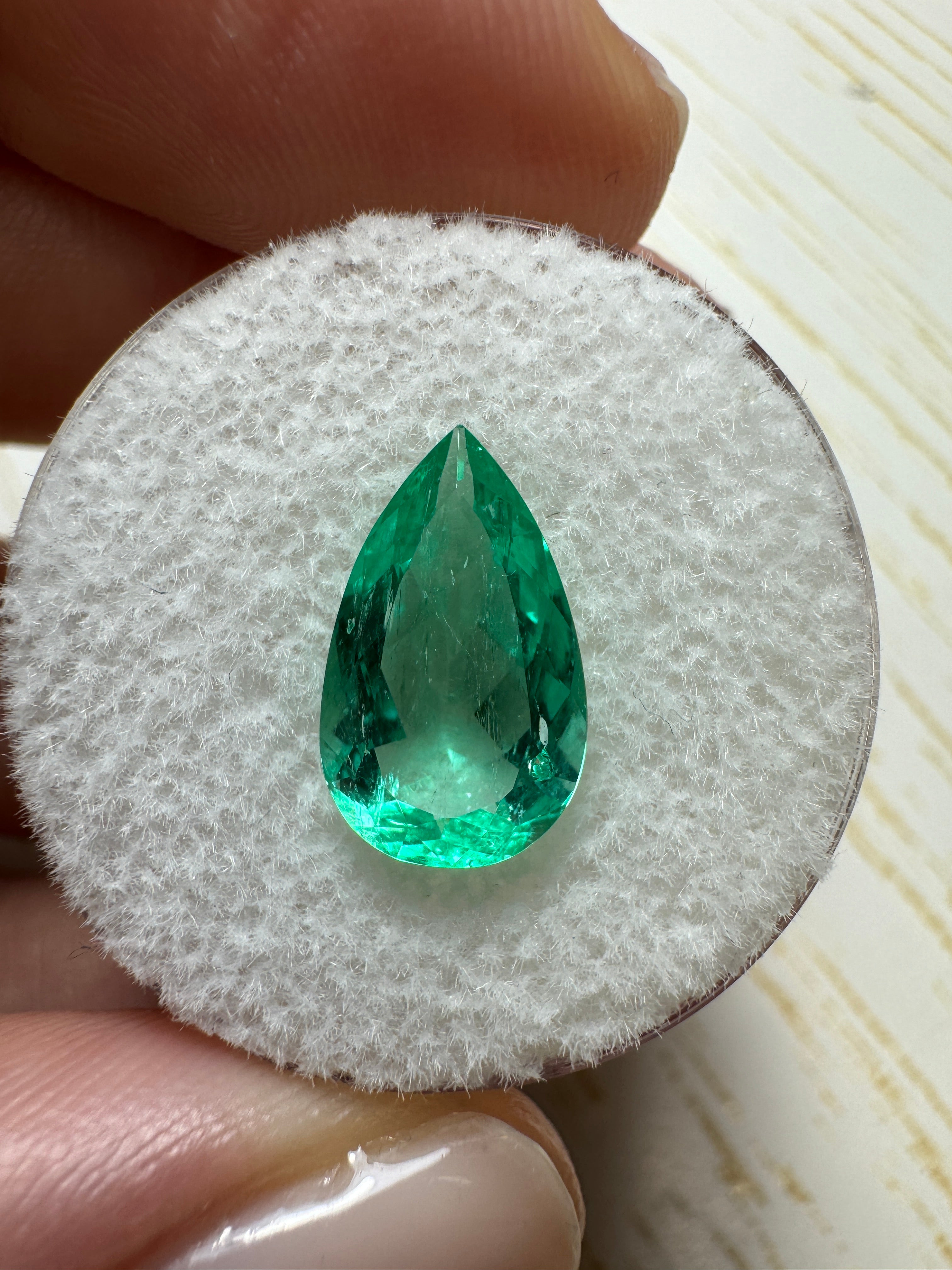 2.60 carat 13x8 Spready Green Natural Loose Colombian Emerald-Pear Cut - JR Colombian Emeralds