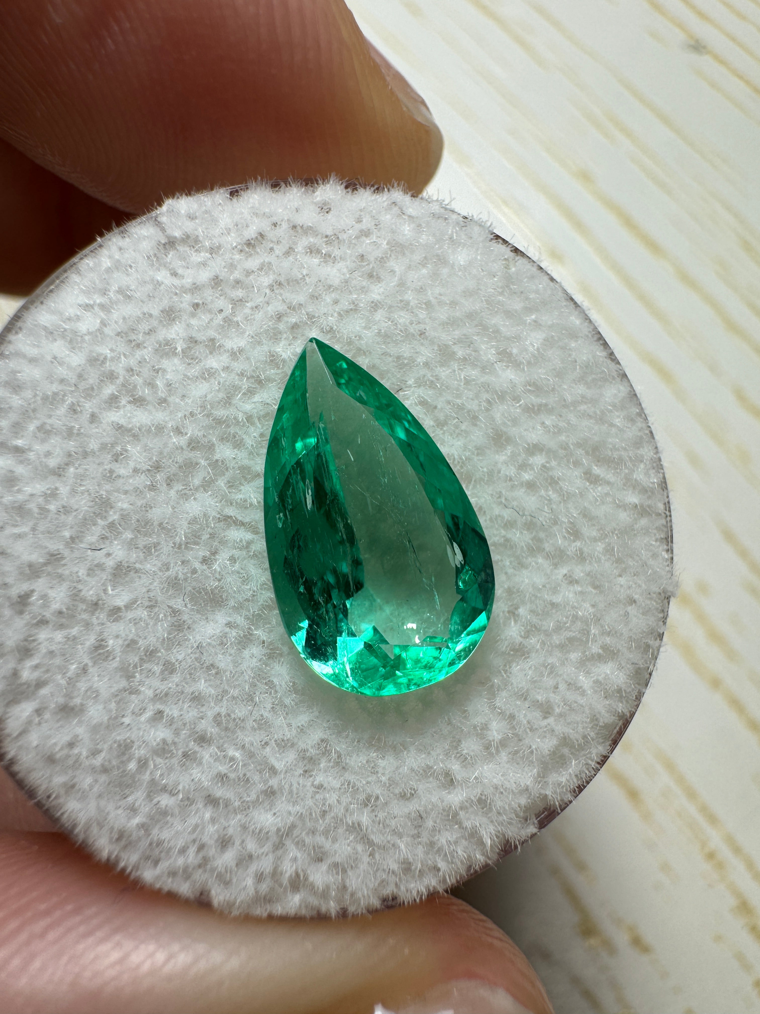 2.60 carat 13x8 Spready Green Natural Loose Colombian Emerald-Pear Cut - JR Colombian Emeralds