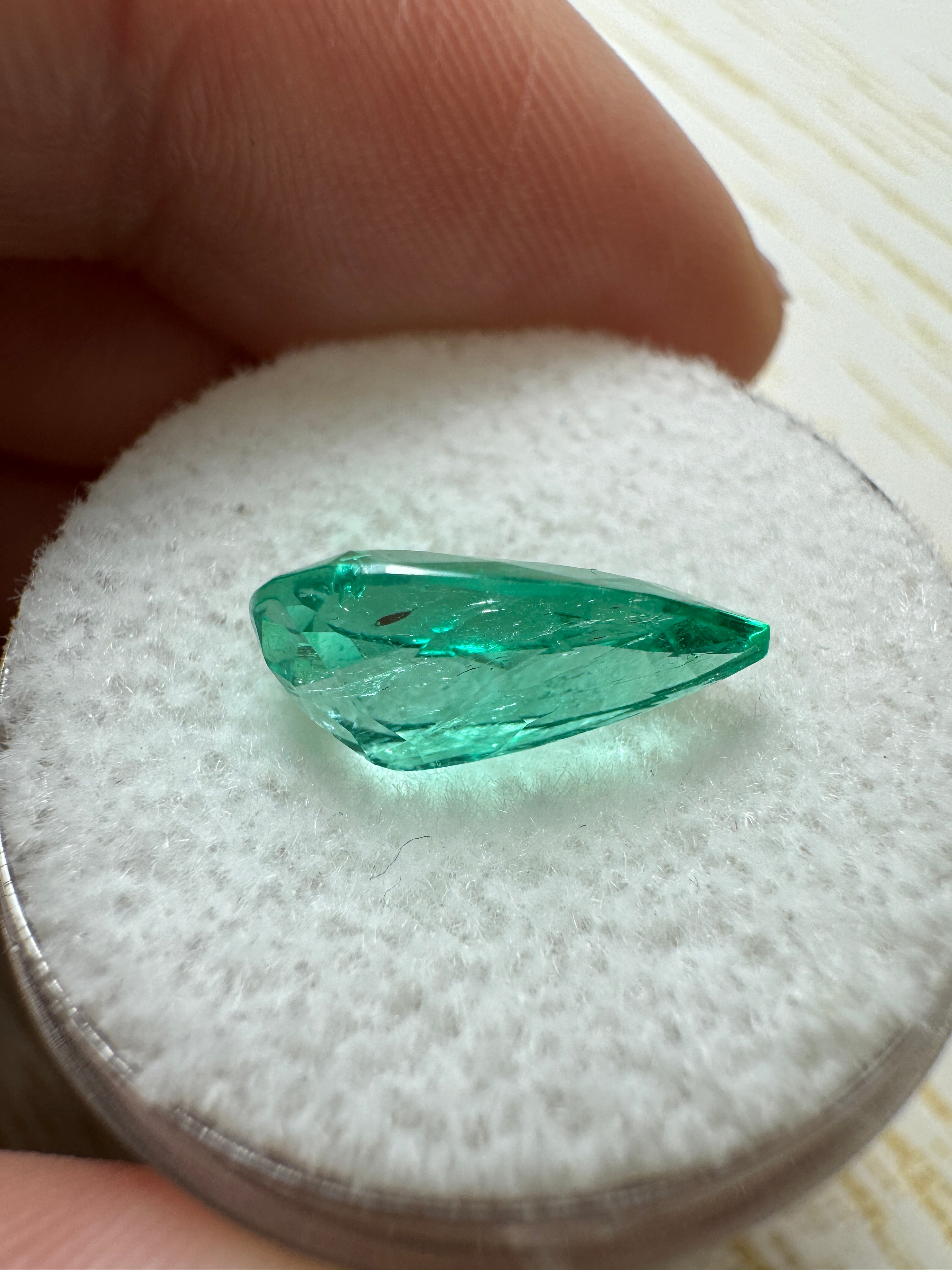 2.60 carat 13x8 Spready Green Natural Loose Colombian Emerald-Pear Cut - JR Colombian Emeralds