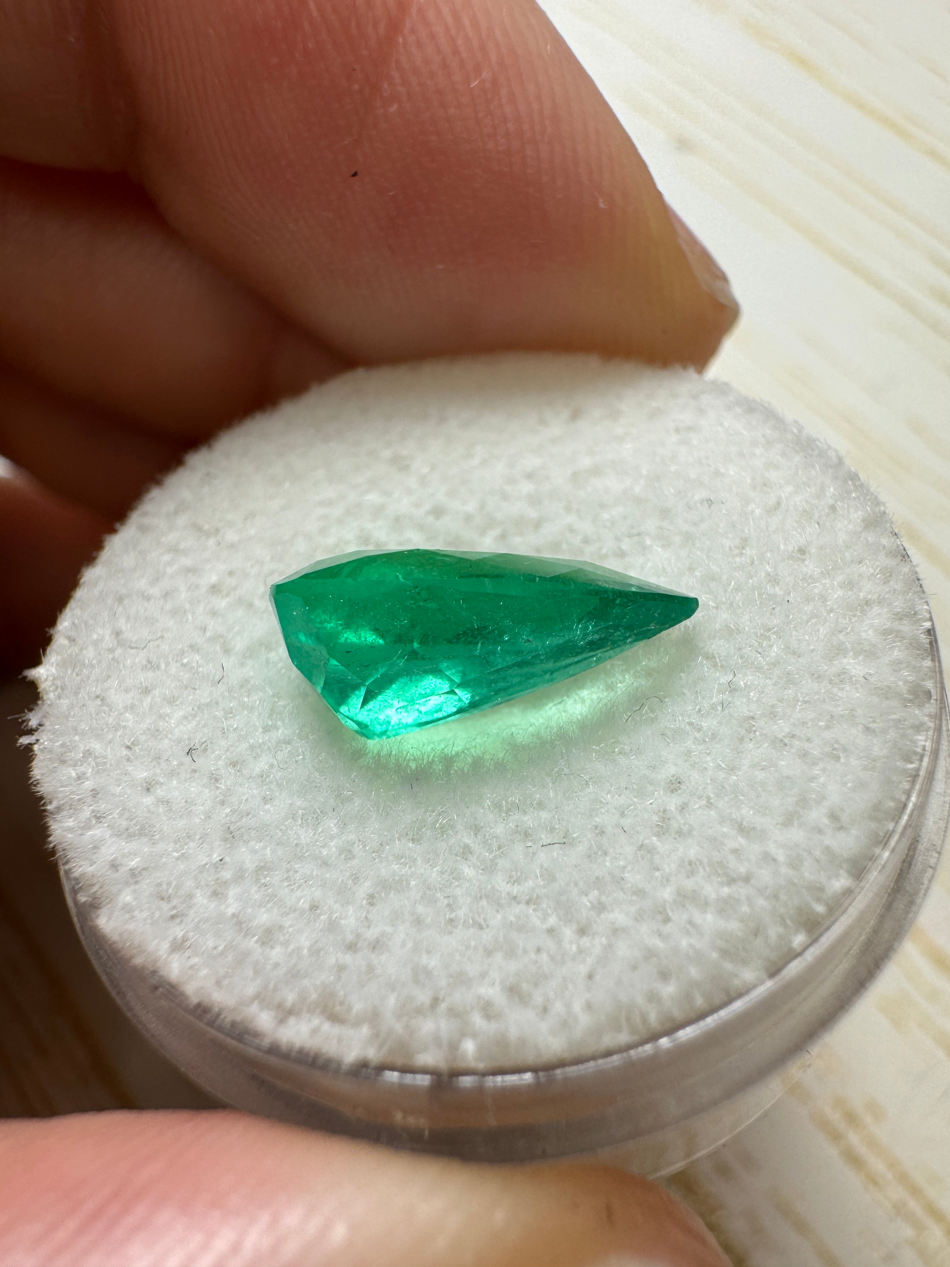 2.65 carat 12.5x8 Medium Green Natural Loose Colombian Emerald-Pear Cut - JR Colombian Emeralds