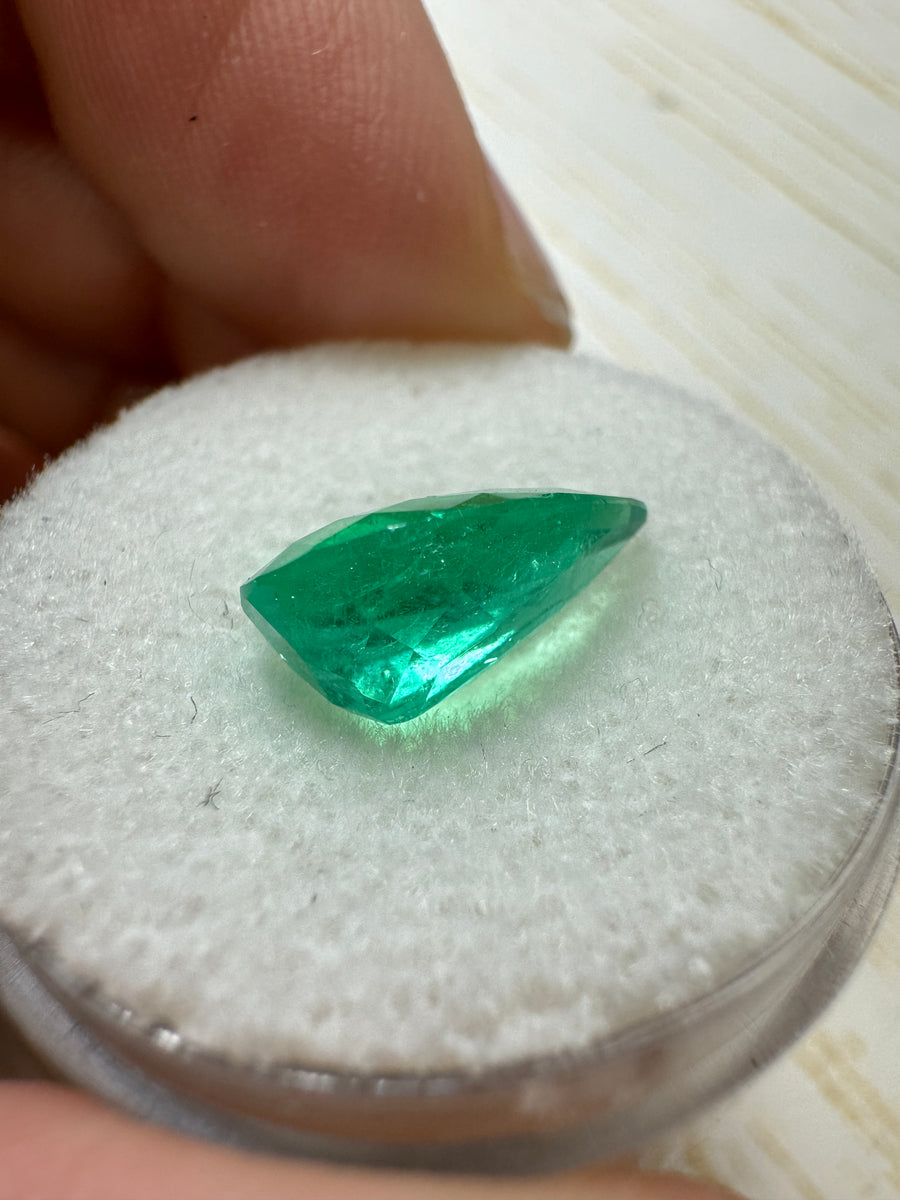 2.65 carat 12.5x8 Medium Green Natural Loose Colombian Emerald-Pear Cut