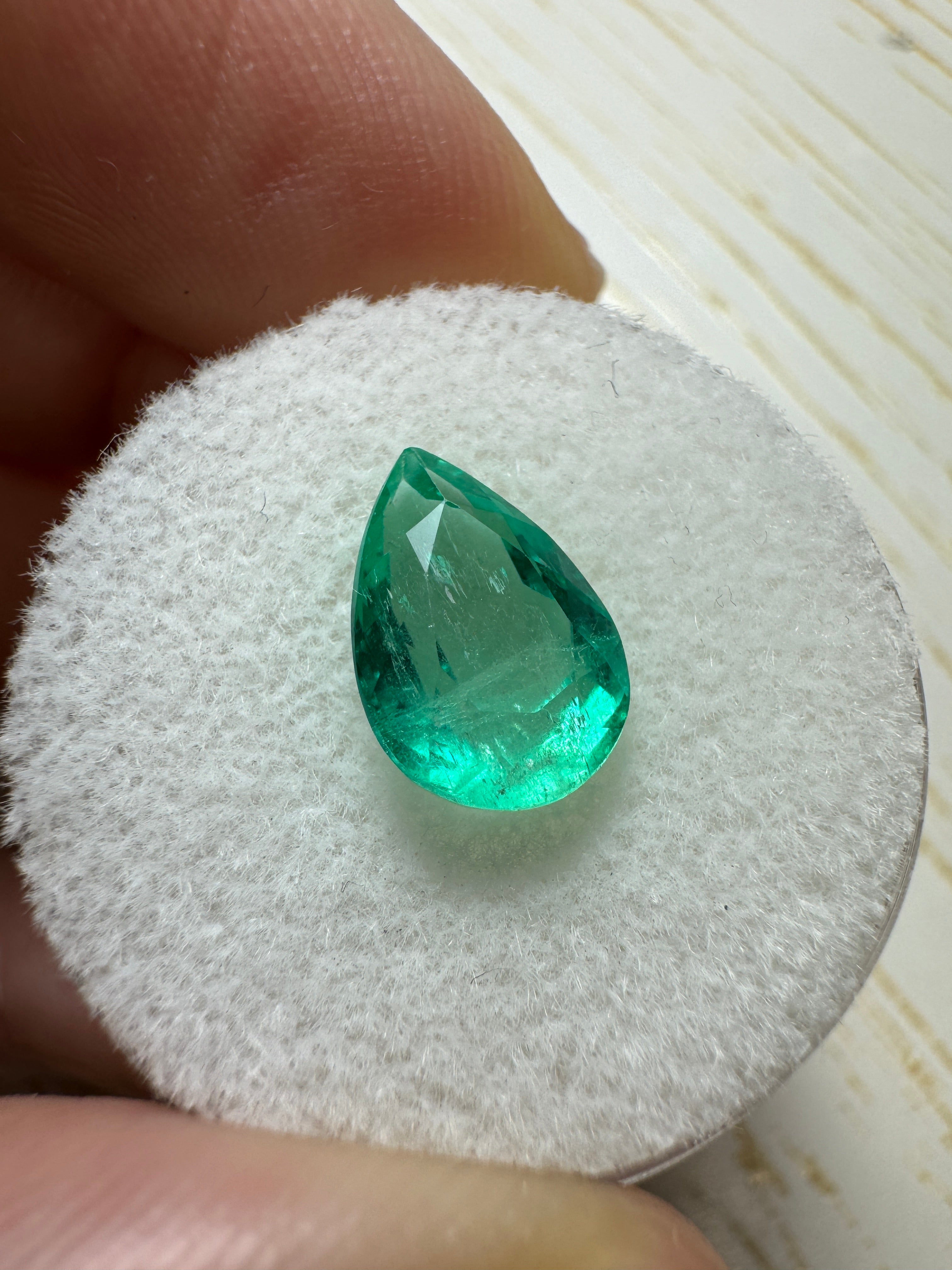 2.68 carat 11x8 Spring Natural Loose Colombian Emerald-Pear Cut - JR Colombian Emeralds